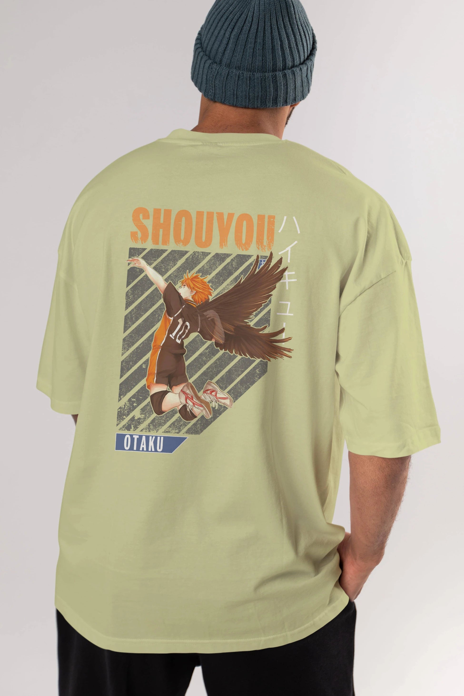 Shouyou Hinata 10 Anime Arka Baskılı Oversize t-shirt Erkek Kadın Unisex