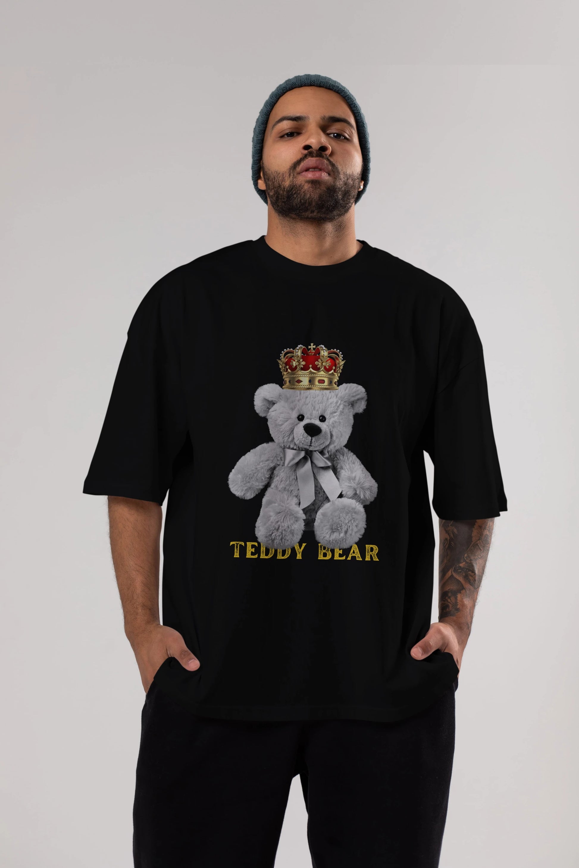 Teddy Bear Ön Baskılı Oversize t-shirt Erkek Kadın Unisex