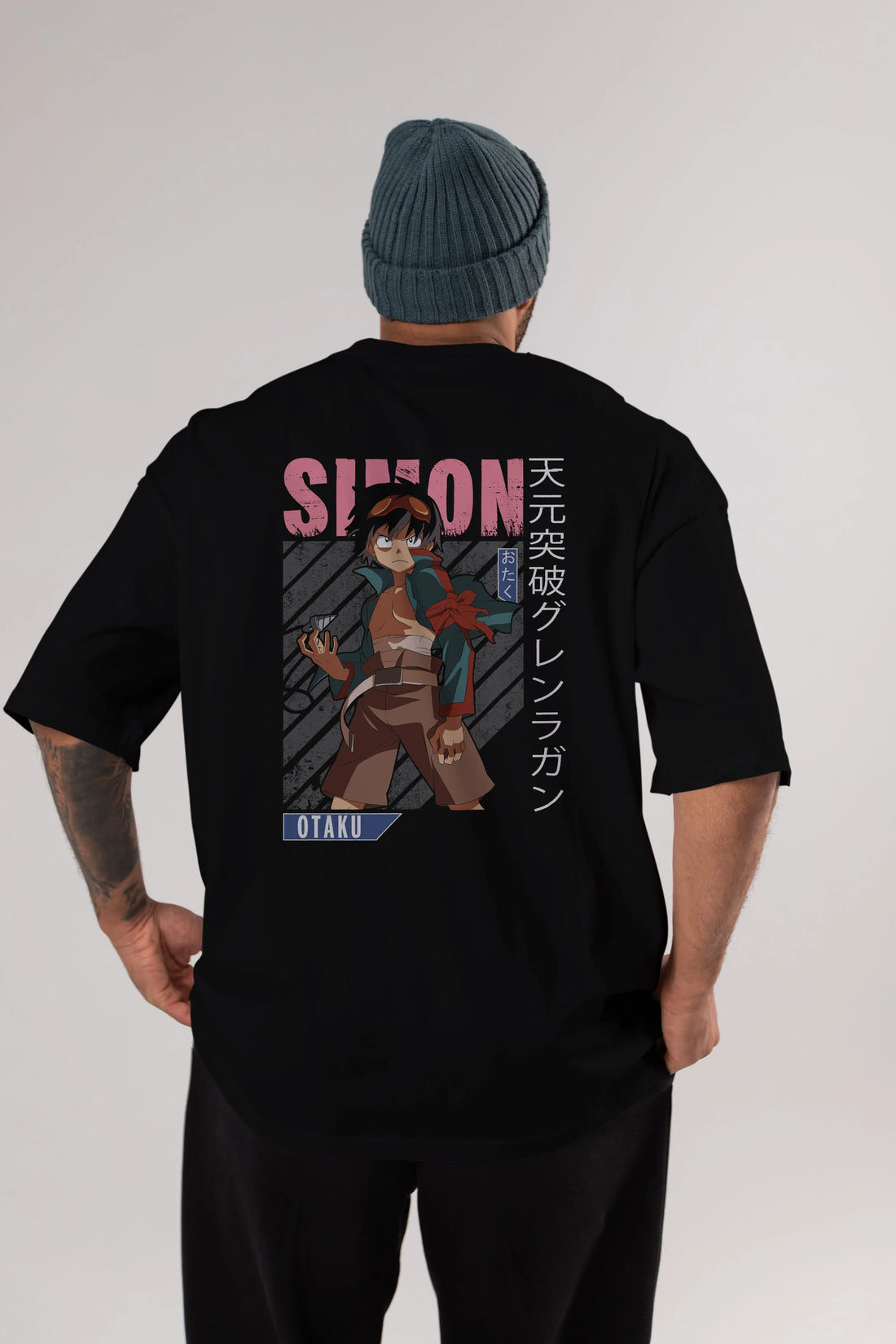 Simon 5 Anime Arka Baskılı Oversize t-shirt Erkek Kadın Unisex