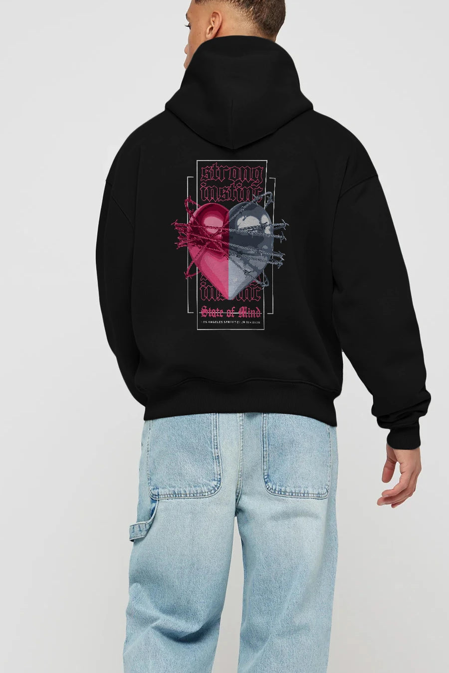 State of Mind Arka Baskılı Hoodie Oversize Kapüşonlu Sweatshirt Erkek Kadın Unisex