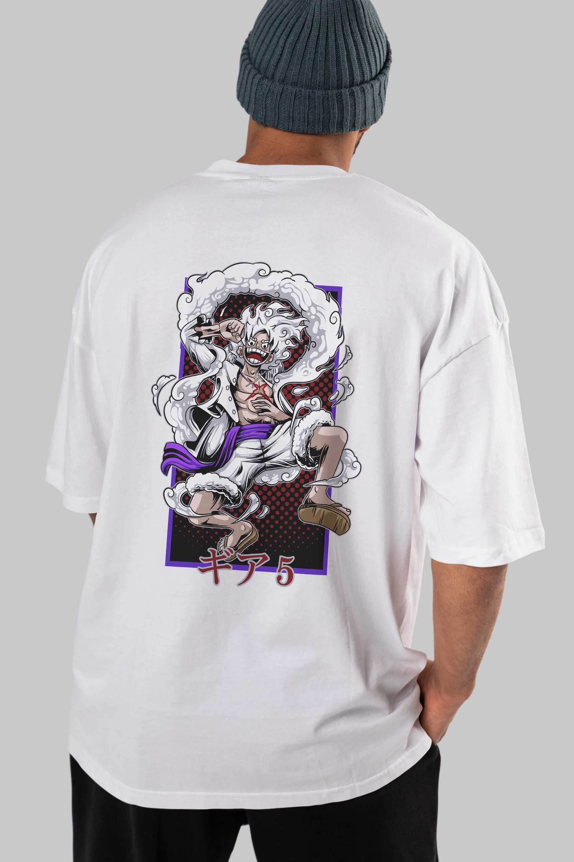 MONKEY D. LUFFY GEAR5 Anime Arka Baskılı Oversize t-shirt Erkek Kadın Unisex