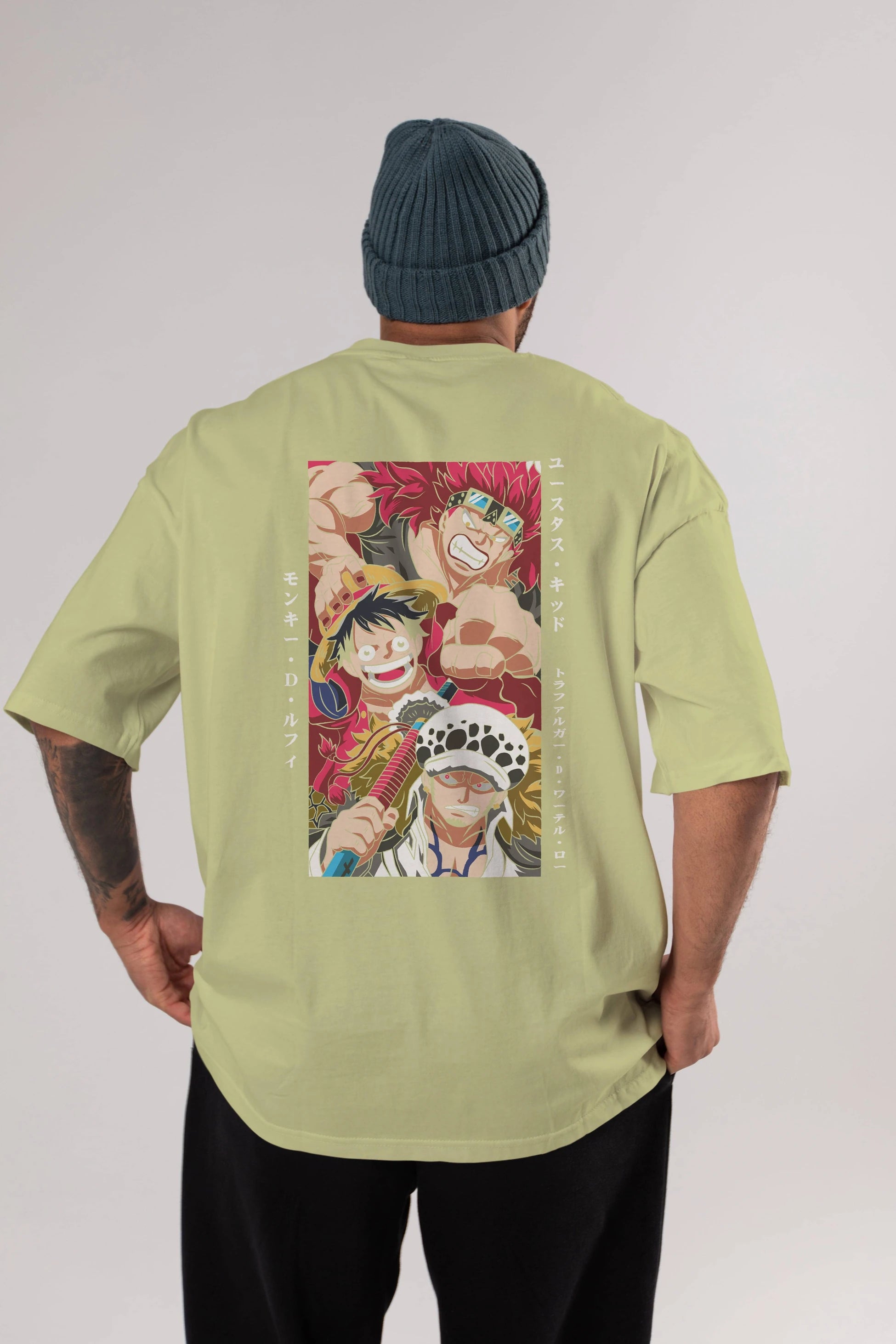 SUPER NOVAS one piece Anime Arka Baskılı Oversize t-shirt Erkek Kadın Unisex