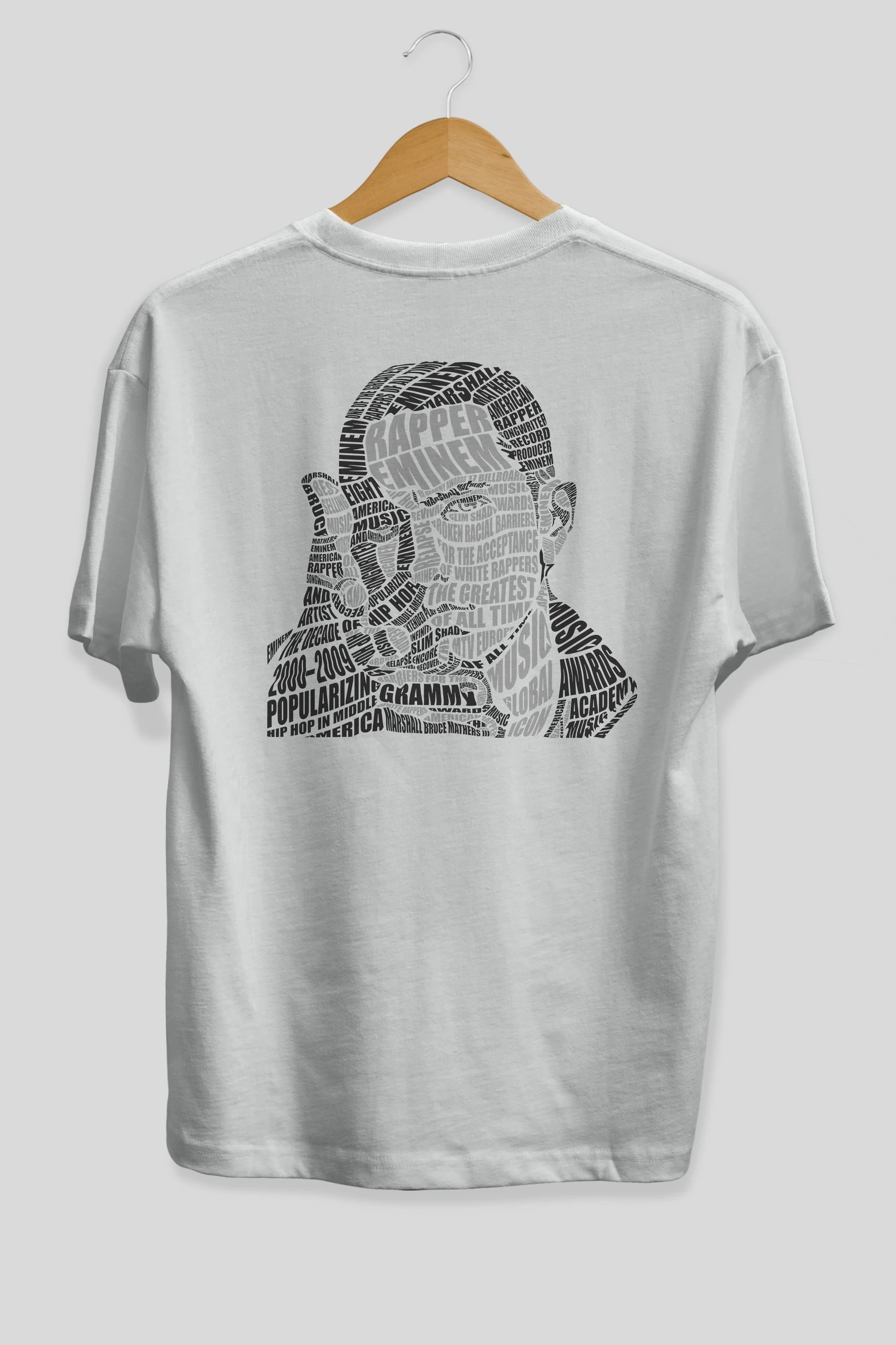 Eminem Calligram Arka Baskılı Oversize t-shirt %100 pamuk Erkek Kadın Unisex