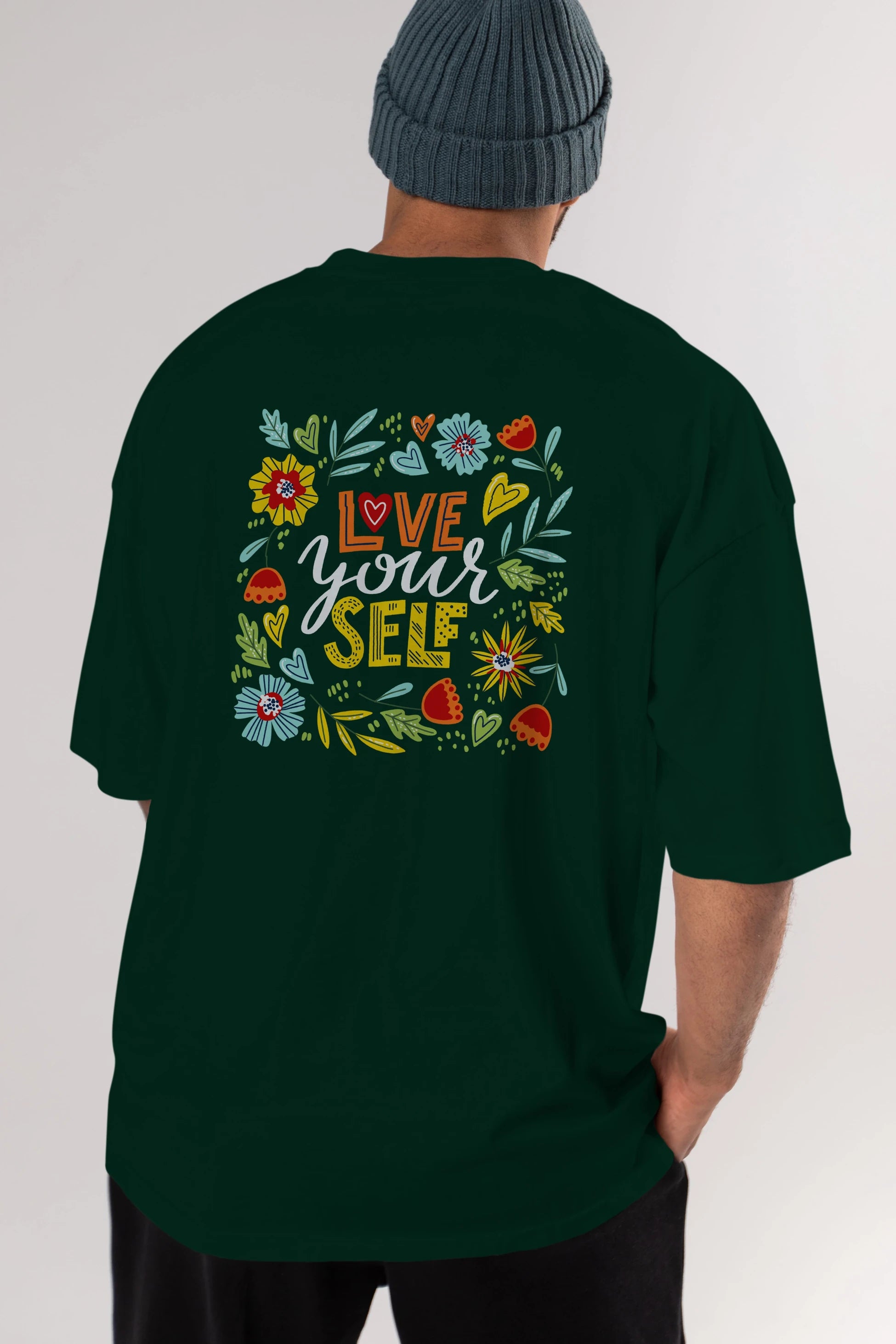 Love Yourself Yazılı Arka Baskılı Oversize t-shirt Erkek Kadın Unisex