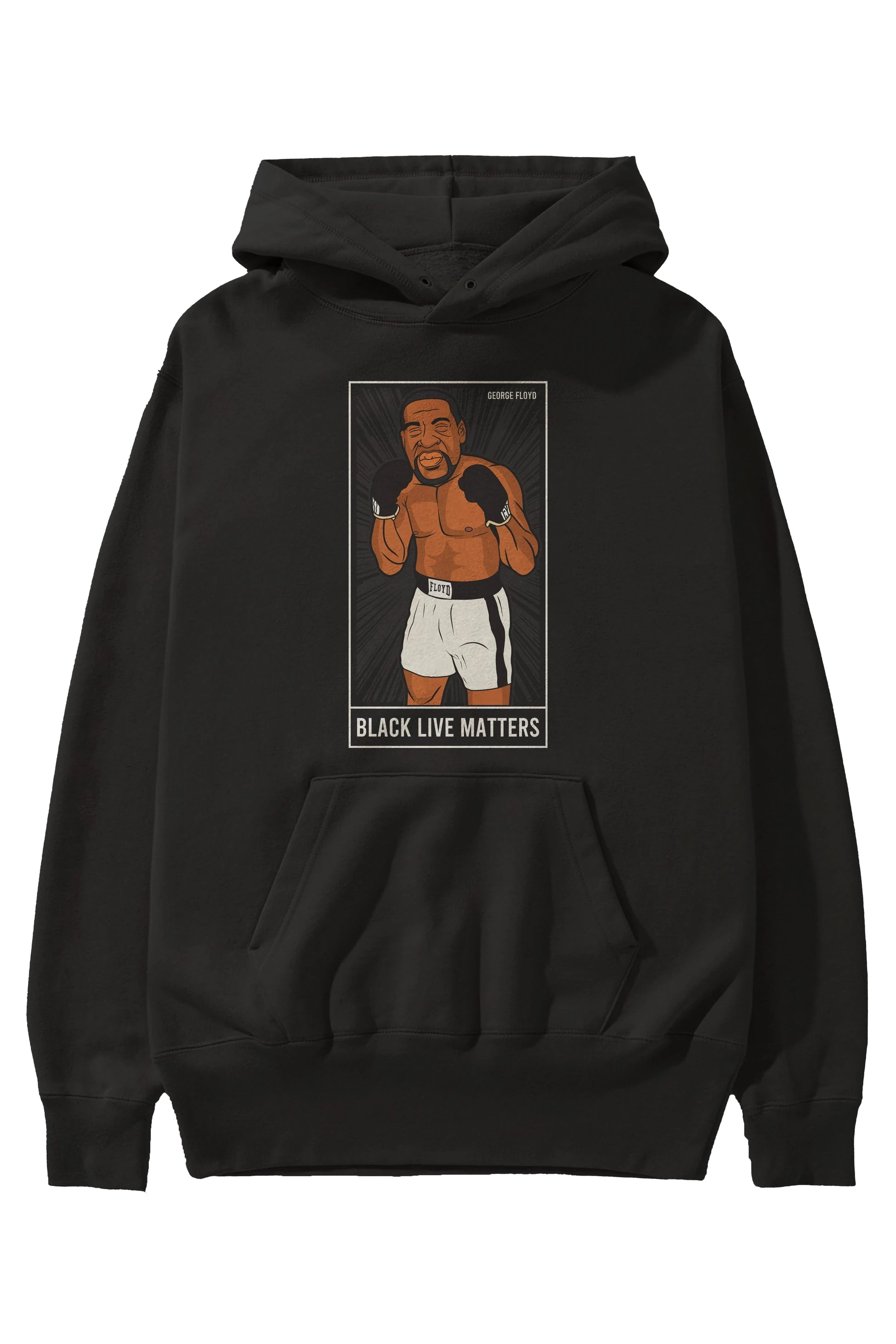 George Floyd Boxer Ön Baskılı Hoodie Oversize Kapüşonlu Sweatshirt Erkek Kadın Unisex