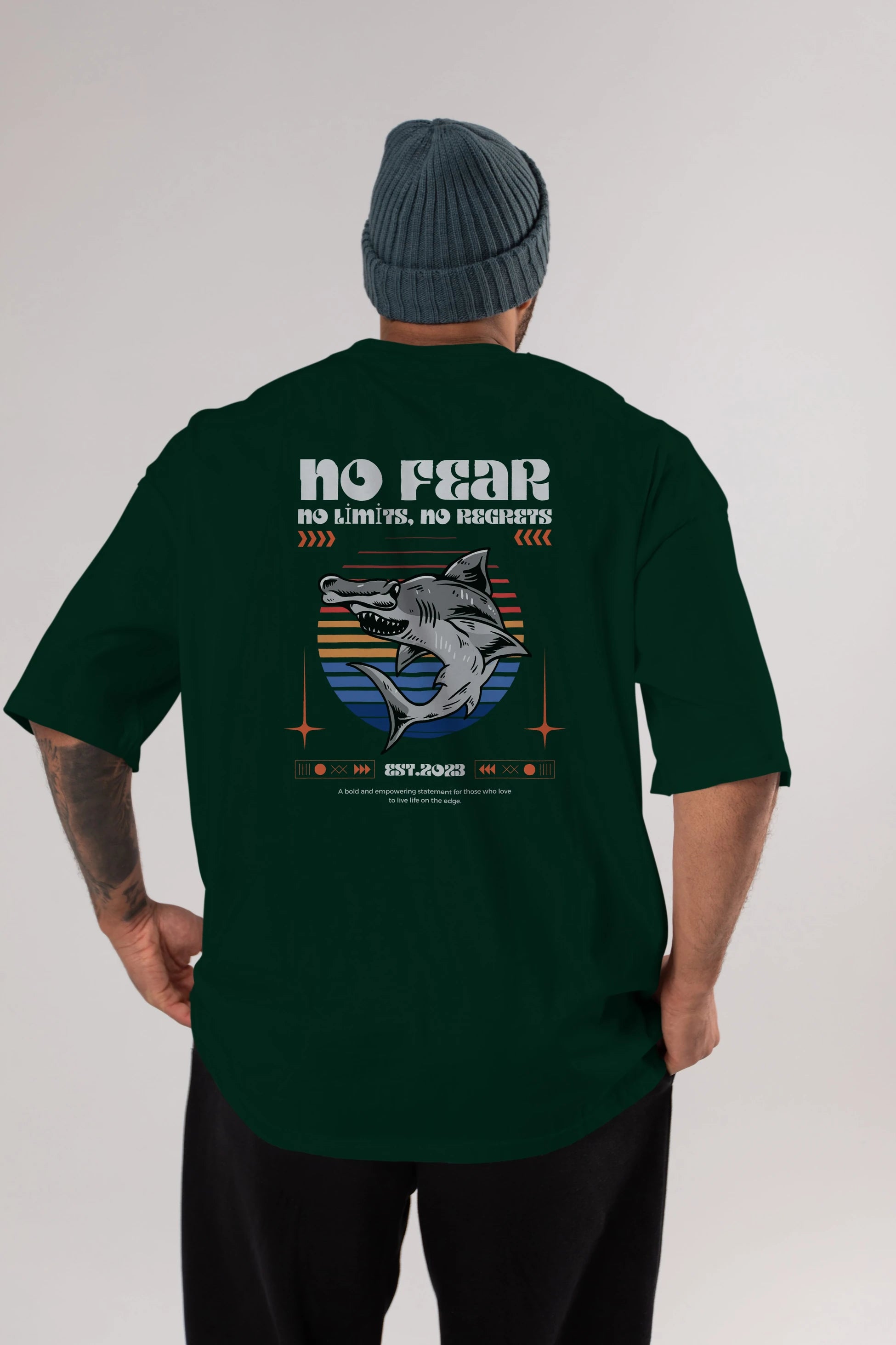 No Fear Yazılı Arka Baskılı Oversize t-shirt Erkek Kadın Unisex