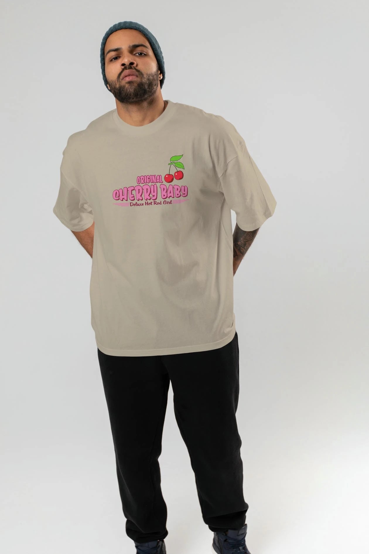 Cherry Baby Ön Baskılı Oversize t-shirt Erkek Kadın Pamuk Bisiklet Yaka tişort