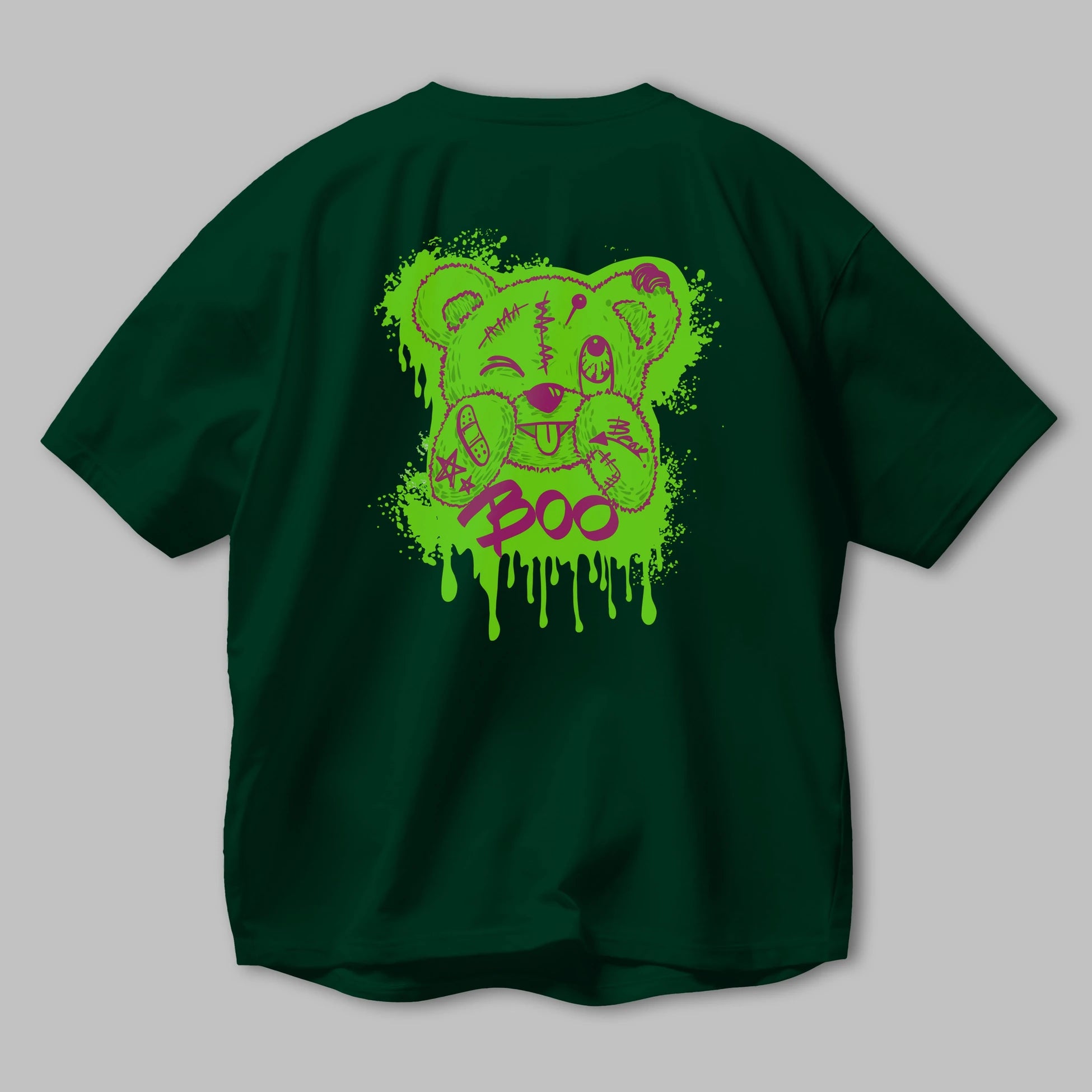 Boo  Bear Arka Baskılı Oversize t-shirt Erkek Kadın Unisex