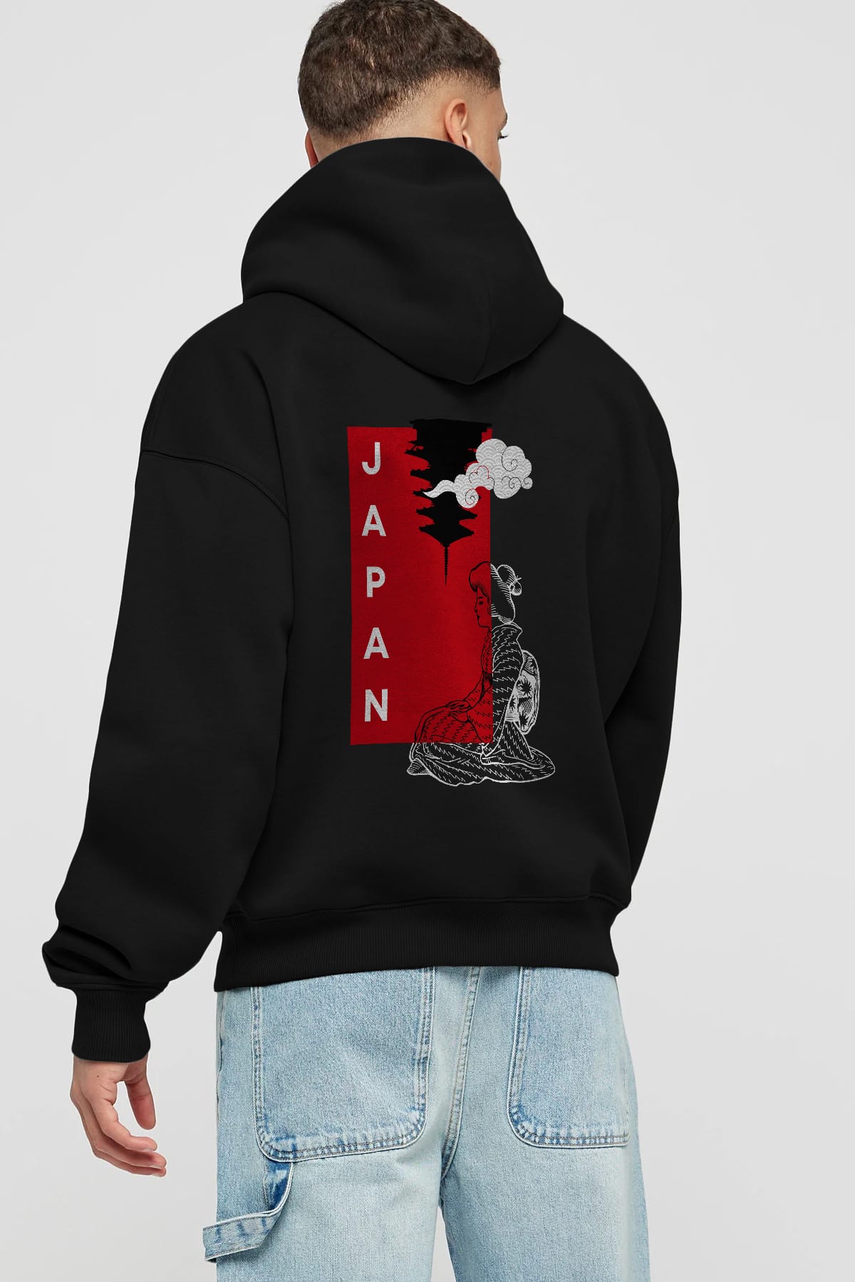 Japan Yazılı Streetwear Arka Baskılı Oversize Hoodie Kapüşonlu Sweatshirt Erkek Kadın Unisex