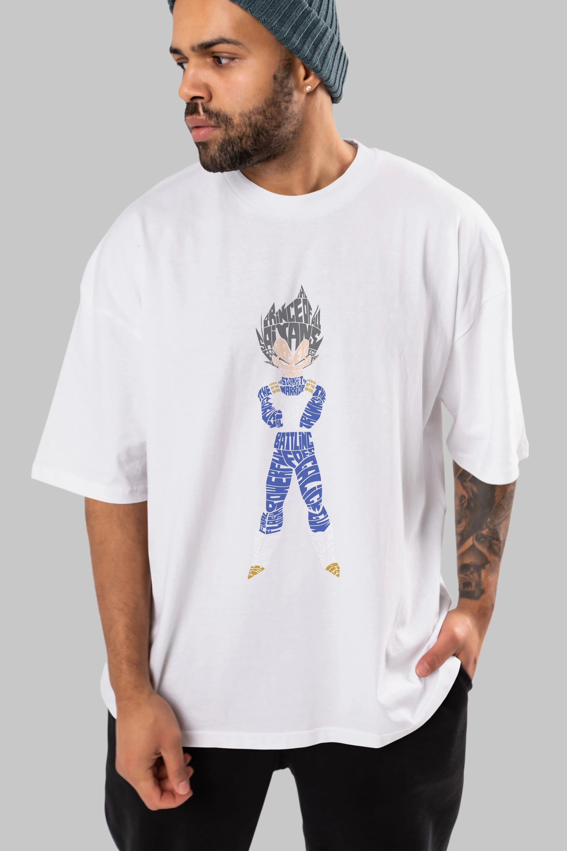 Vegeta Ön Baskılı Oversize t-shirt %100 pamuk Erkek Kadın Unisex