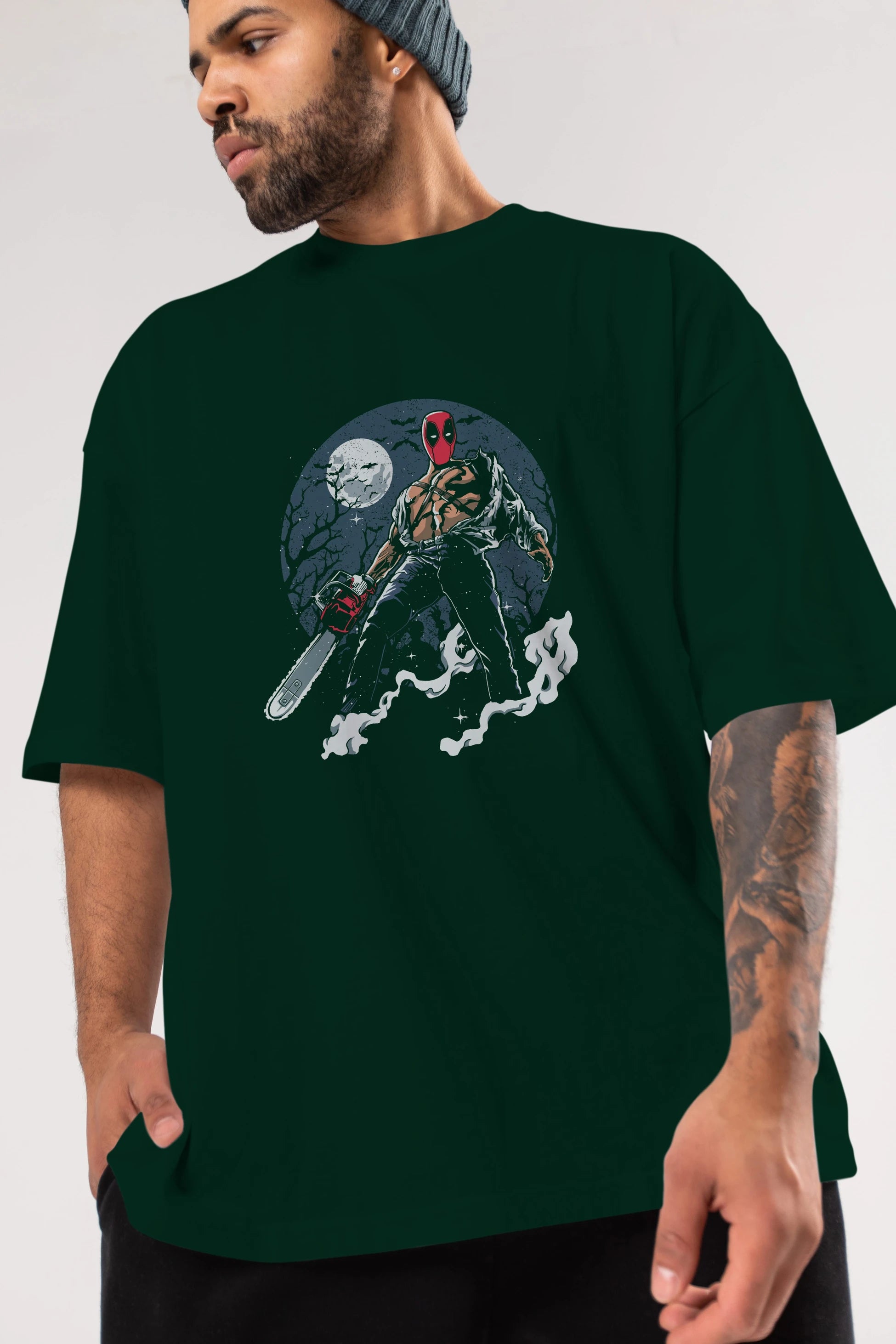 Evil Deadpool Ön Baskılı Oversize t-shirt Erkek Kadın Unisex %100 Pamuk tişort