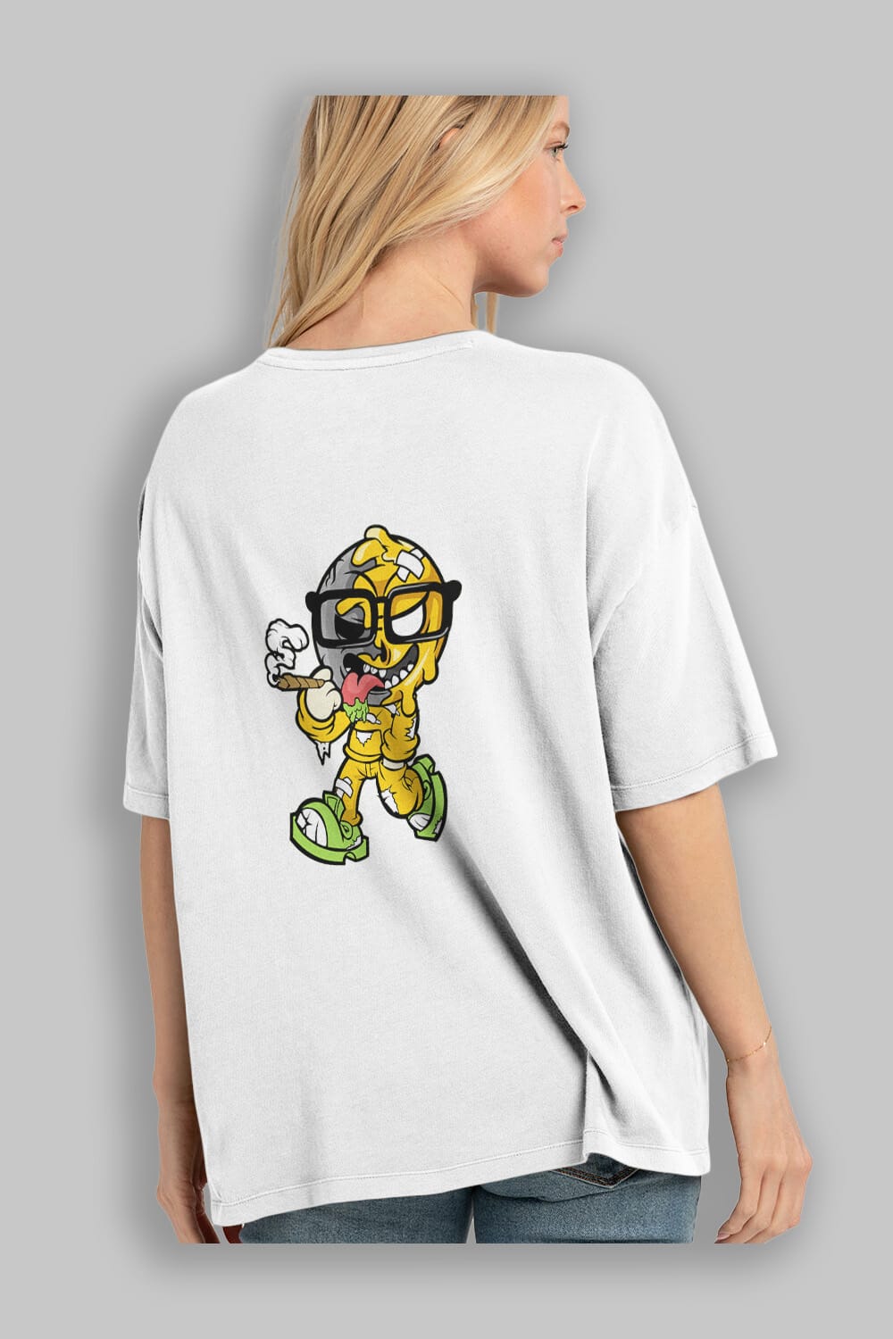 Eyeball Smoker Arka Baskılı Oversize t-shirt Erkek Kadın Unisex %100 Pamuk tişort