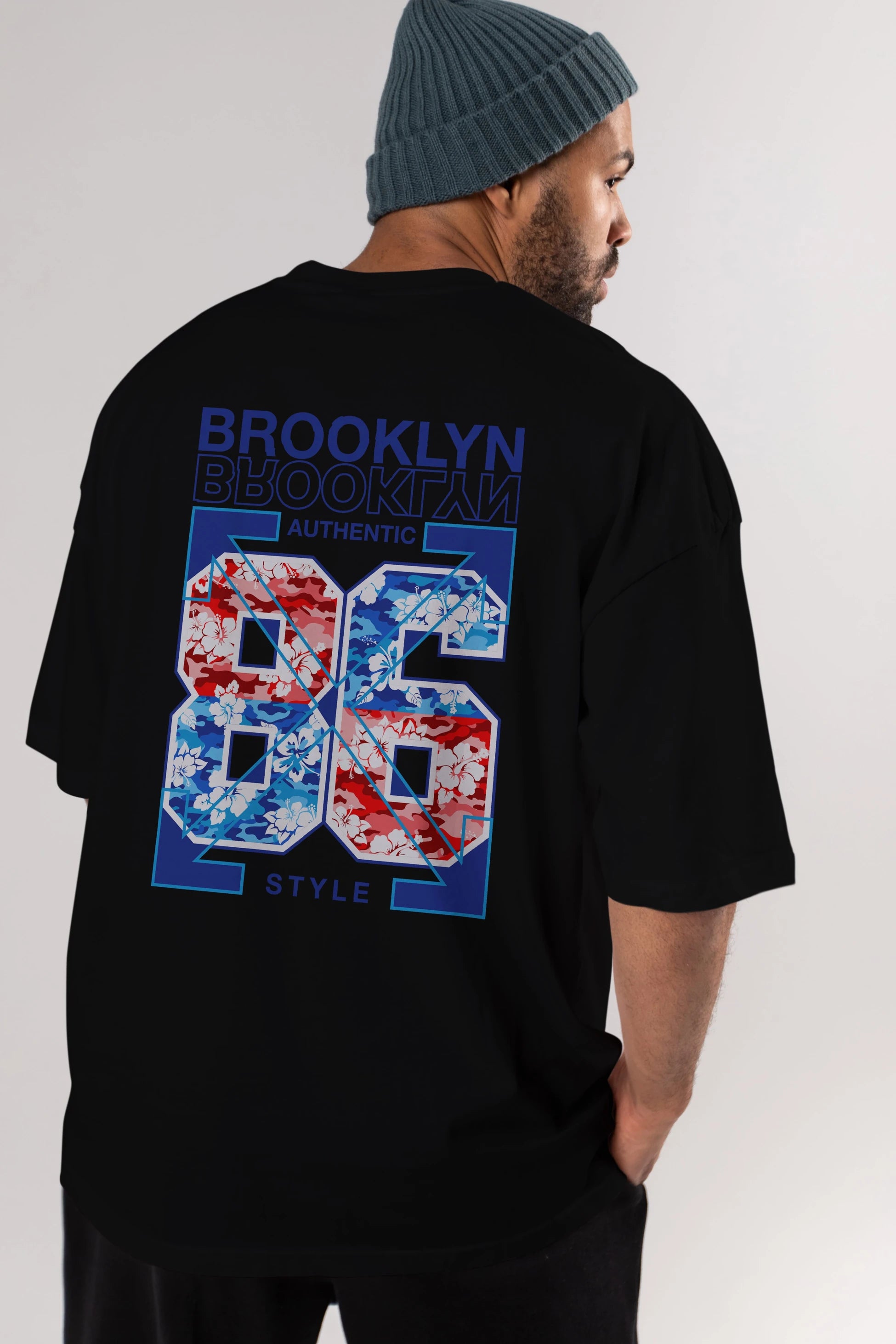 Brooklyn 86 Style Arka Baskılı Oversize t-shirt Erkek Kadın Unisex