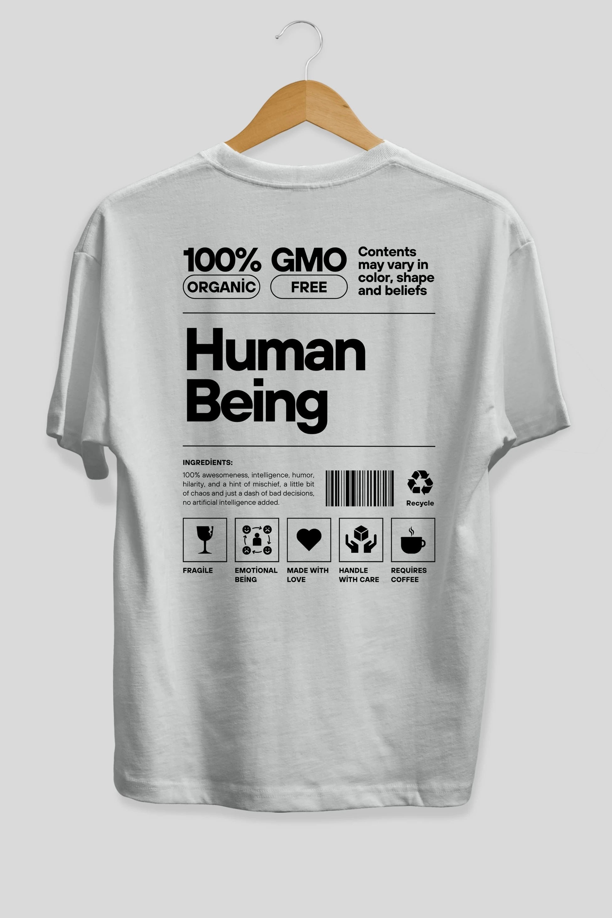 Human Being Arka Baskılı Oversize t-shirt Erkek Kadın Unisex