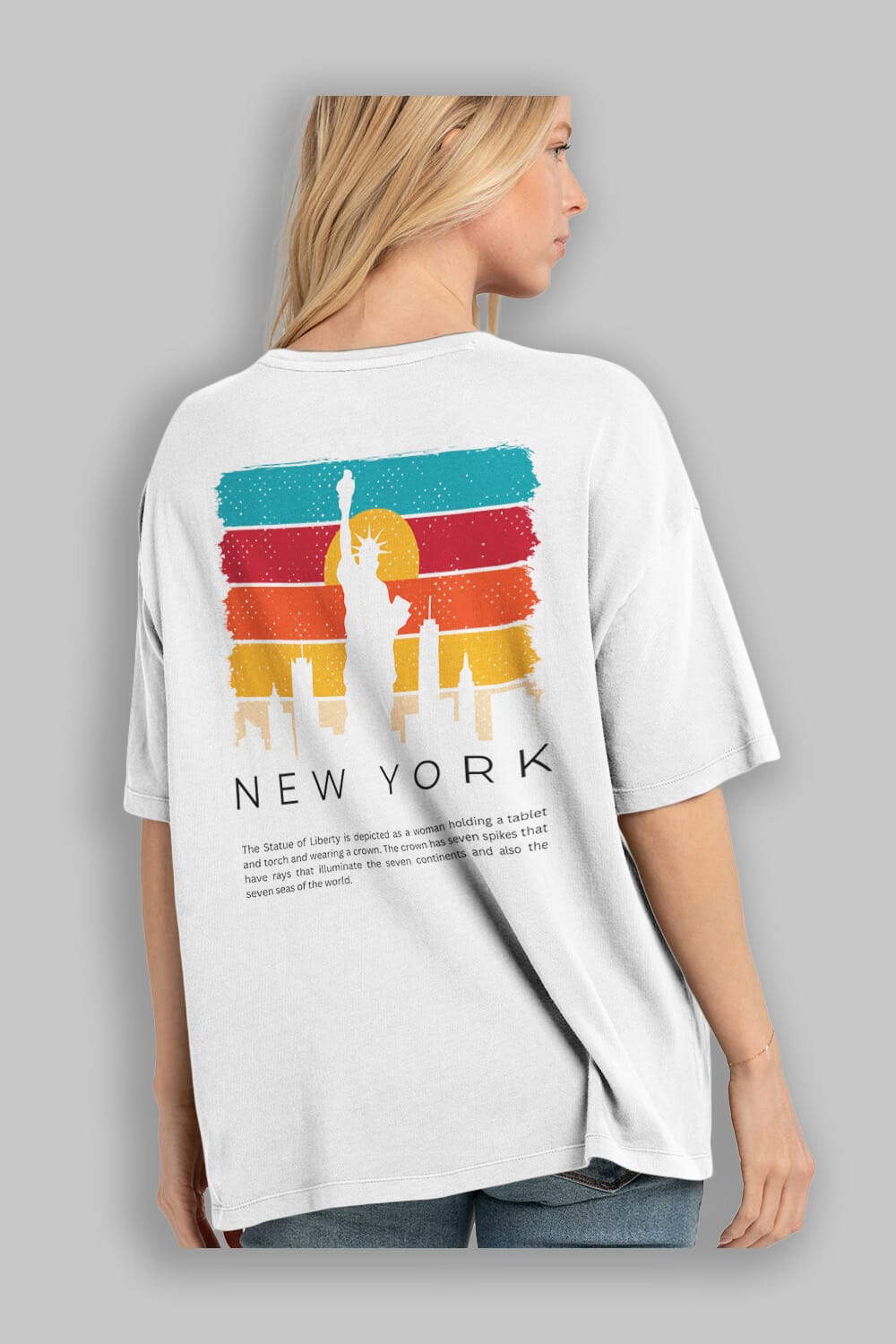 New York Yazılı Arka Baskılı Oversize t-shirt Erkek Kadın Unisex