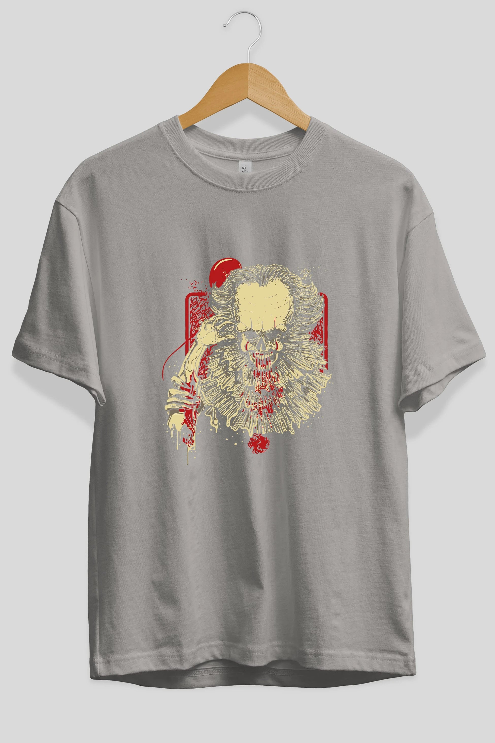 it (2) Ön Baskılı Oversize t-shirt Erkek Kadın Unisex %100 Pamuk Bisiklet Yaka tişort