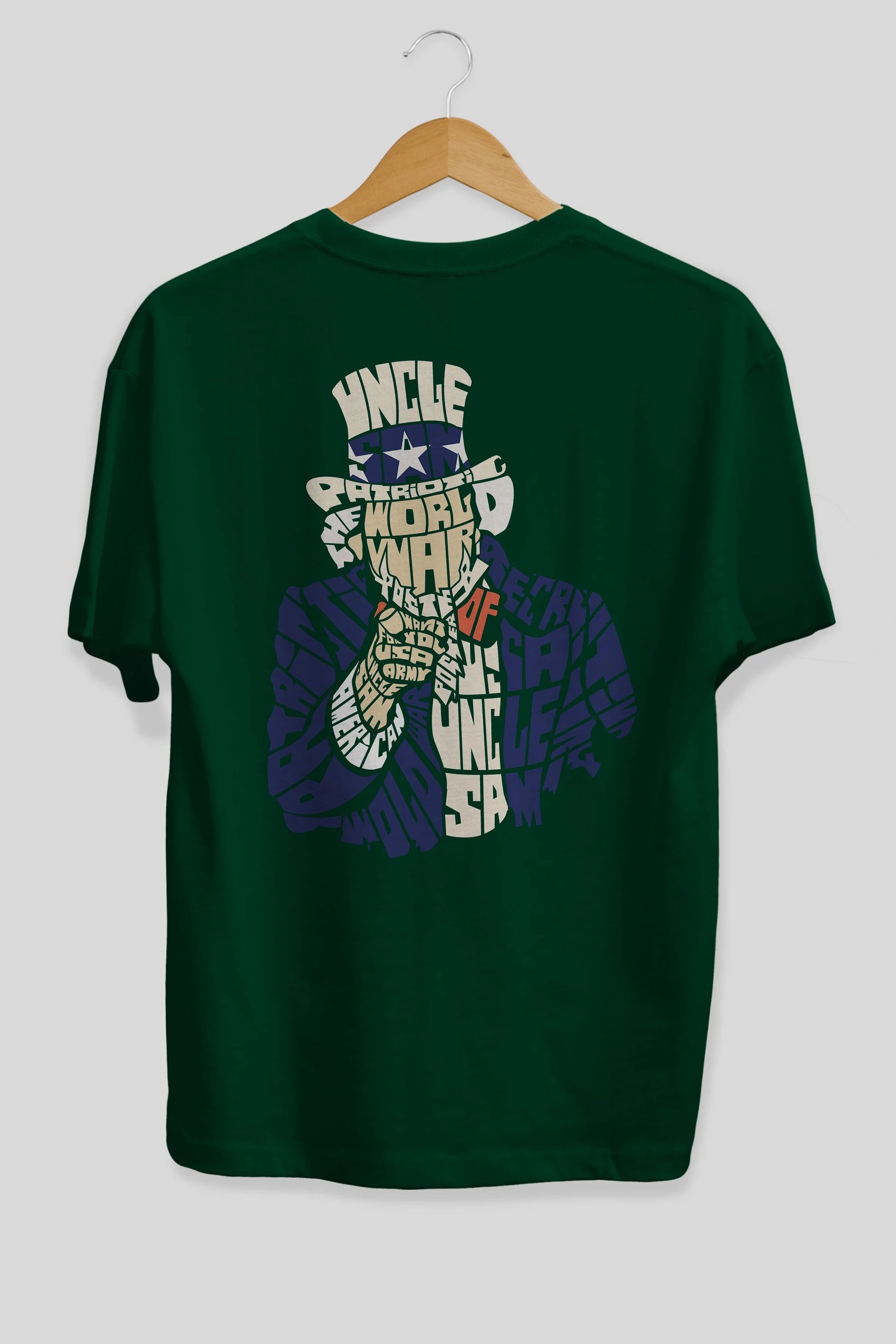 Uncle Sam Arka Baskılı Oversize t-shirt %100 pamuk Erkek Kadın Unisex