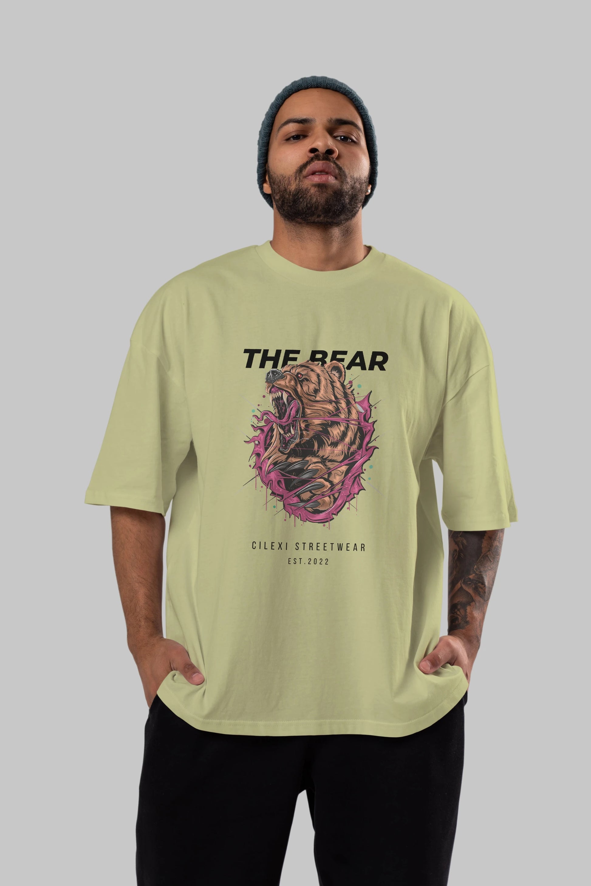 The Bear Ön Baskılı Oversize t-shirt Erkek Kadın Unisex