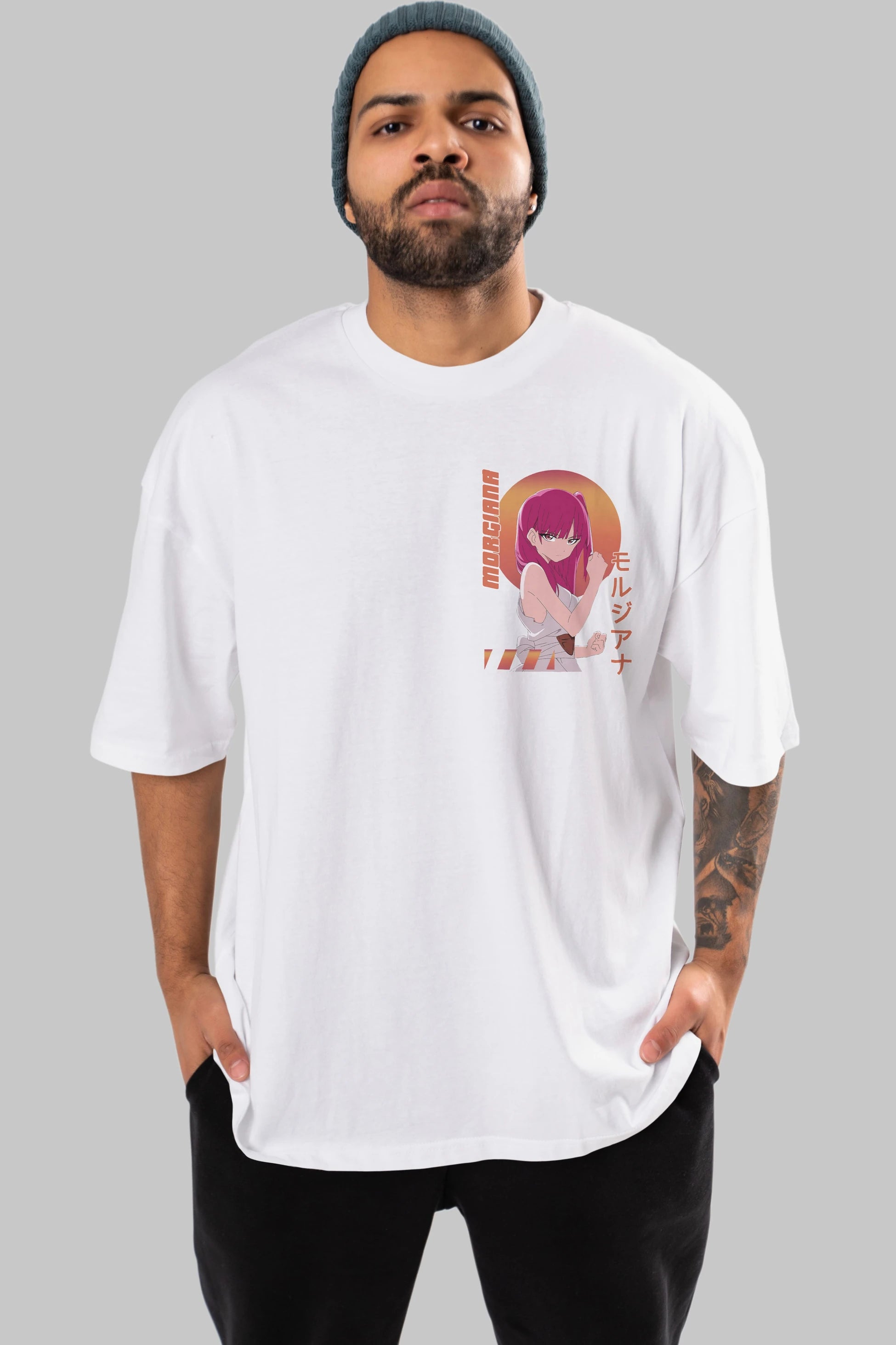 Morgiana 5 Ön Sol Baskılı Oversize t-shirt Erkek Kadın Unisex %100 Pamuk Bisiklet Yaka tişort