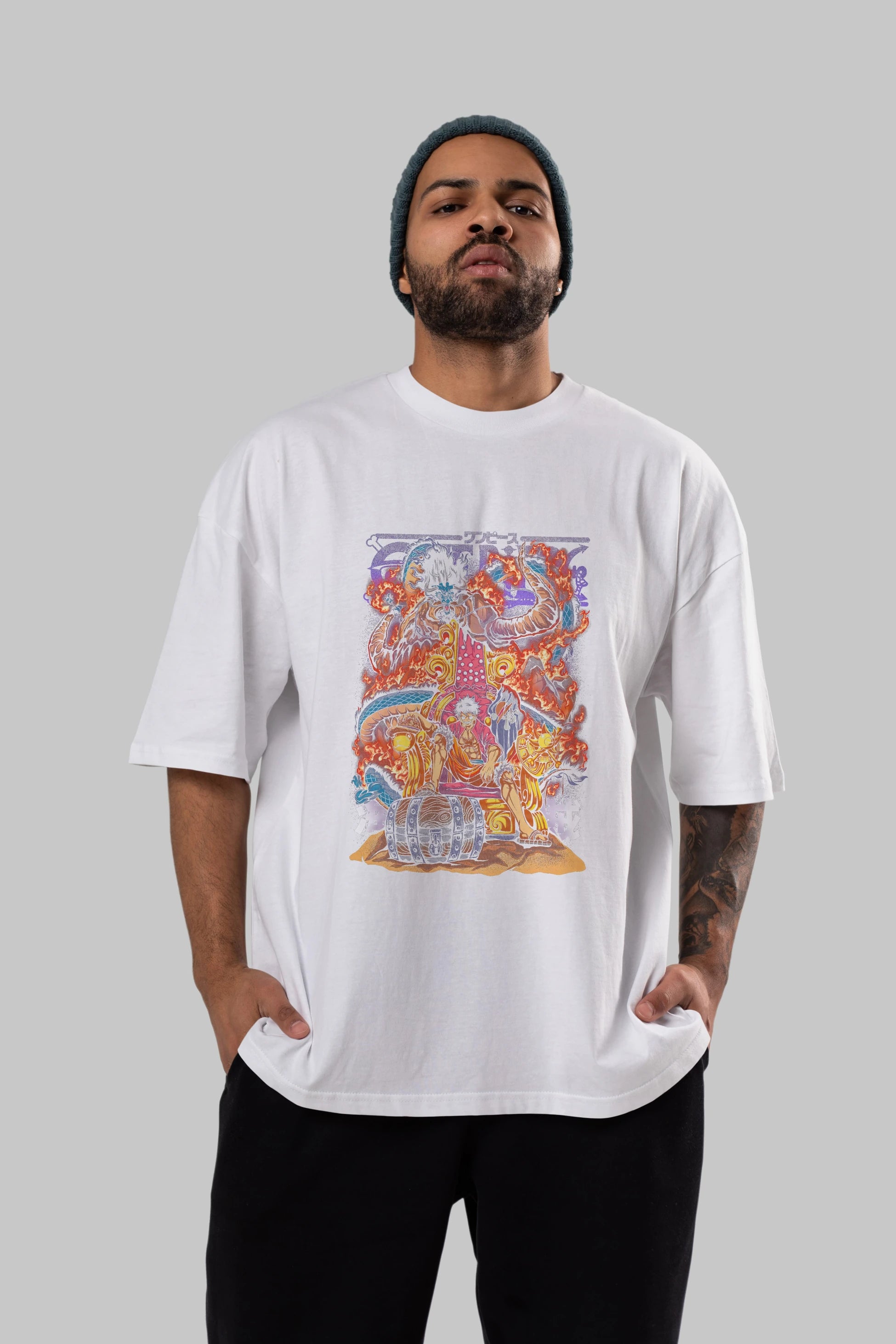 MONKEY D. LUFFY 1 Anime Ön Baskılı Oversize t-shirt %100 pamuk Erkek Kadın Unisex