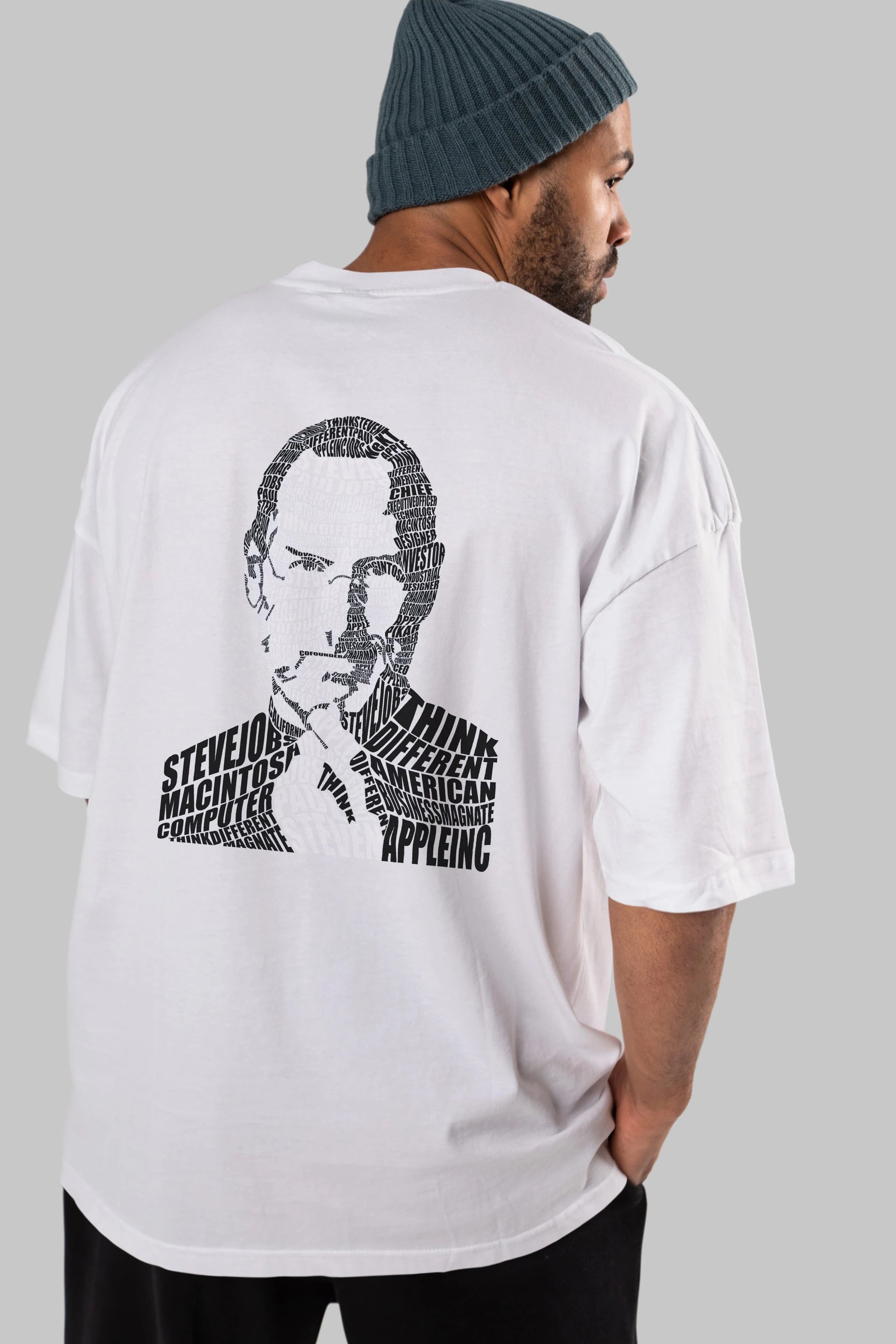 Steve Jobs Calligram Arka Baskılı Oversize t-shirt %100 pamuk Erkek Kadın Unisex