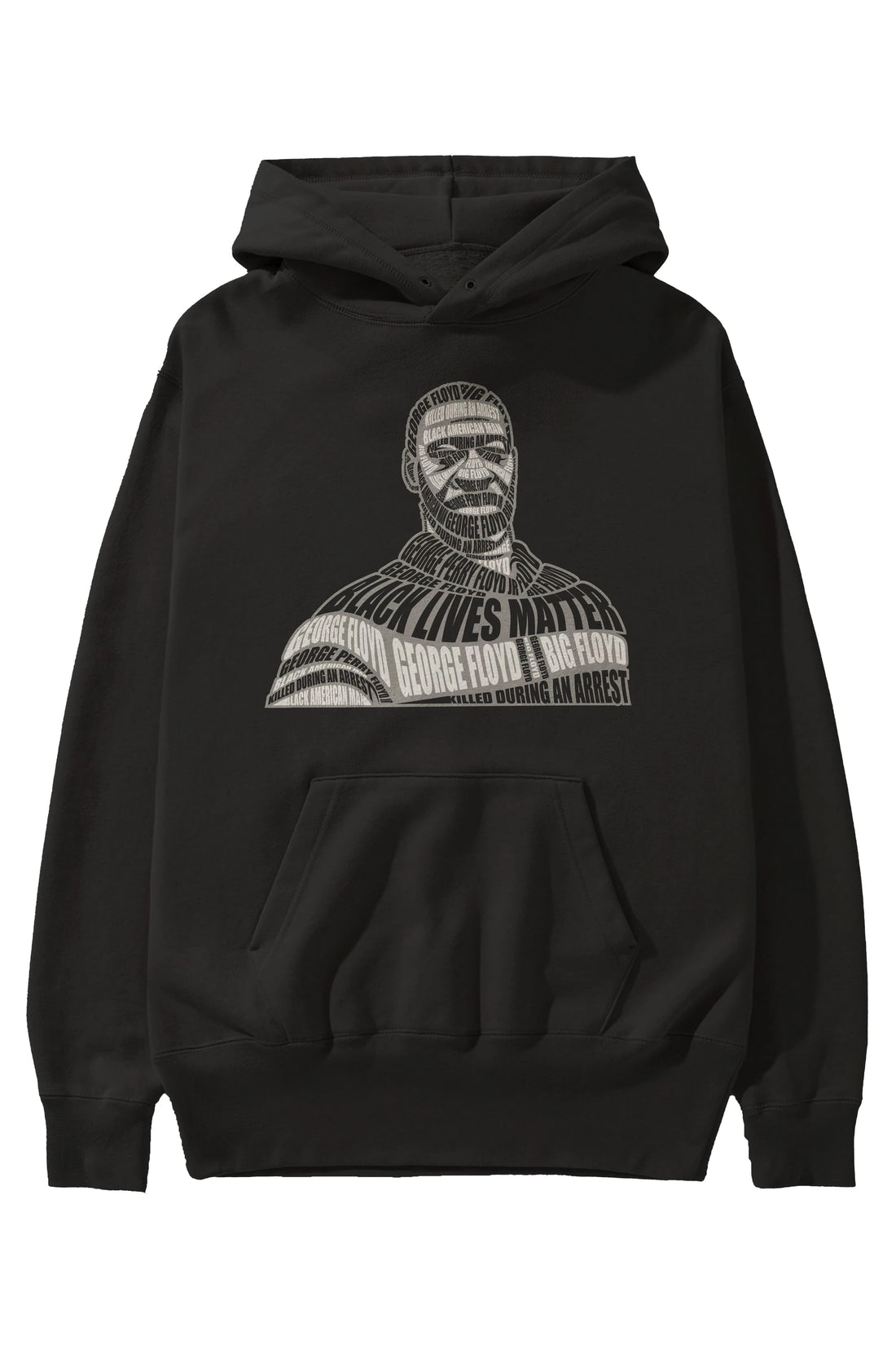 George Floyd Calligram Ön Baskılı Hoodie Oversize Kapüşonlu Sweatshirt Erkek Kadın Unisex