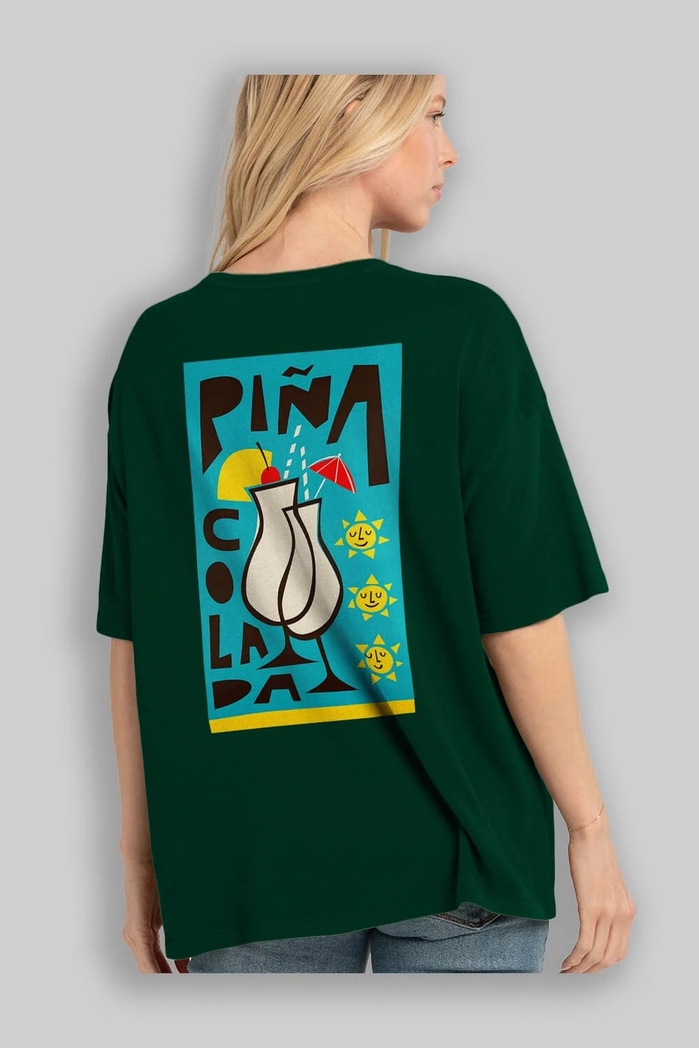 Pina Colada 4 Arka Baskılı Oversize t-shirt Erkek Kadın Unisex %100 Pamuk Bisiklet Yaka tişort