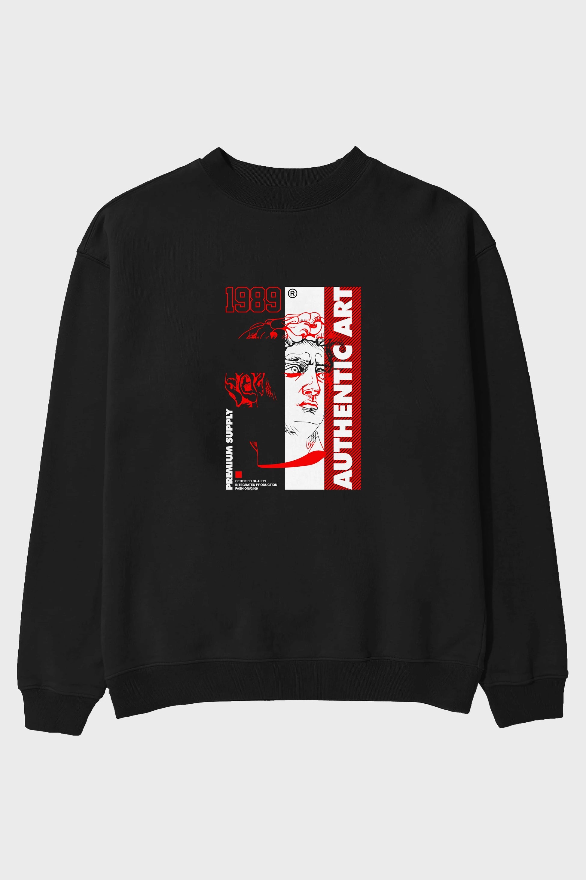 Authentic Art Ön Baskılı Oversize Sweatshirt Erkek Kadın Unisex