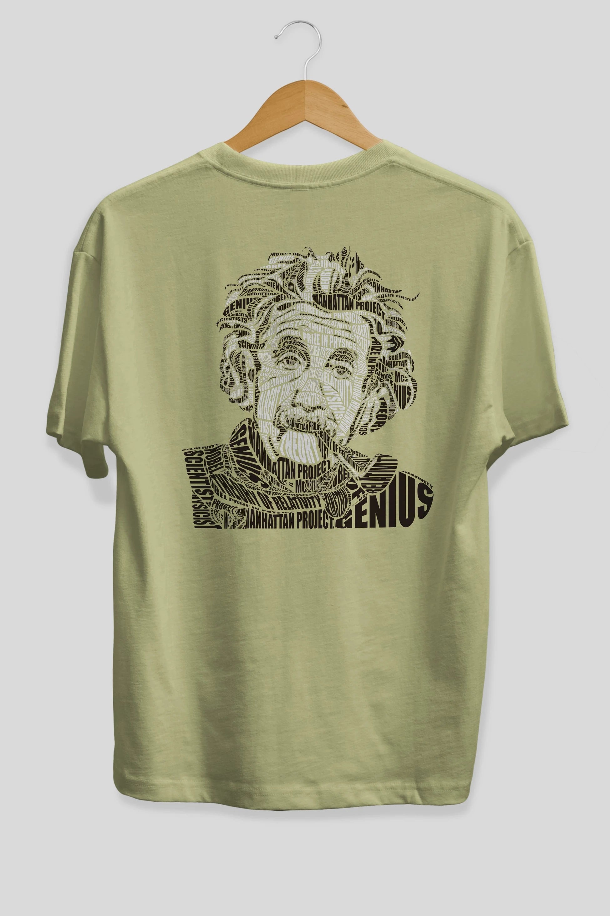 Einstein Calligram Arka Baskılı Oversize t-shirt %100 pamuk Erkek Kadın Unisex