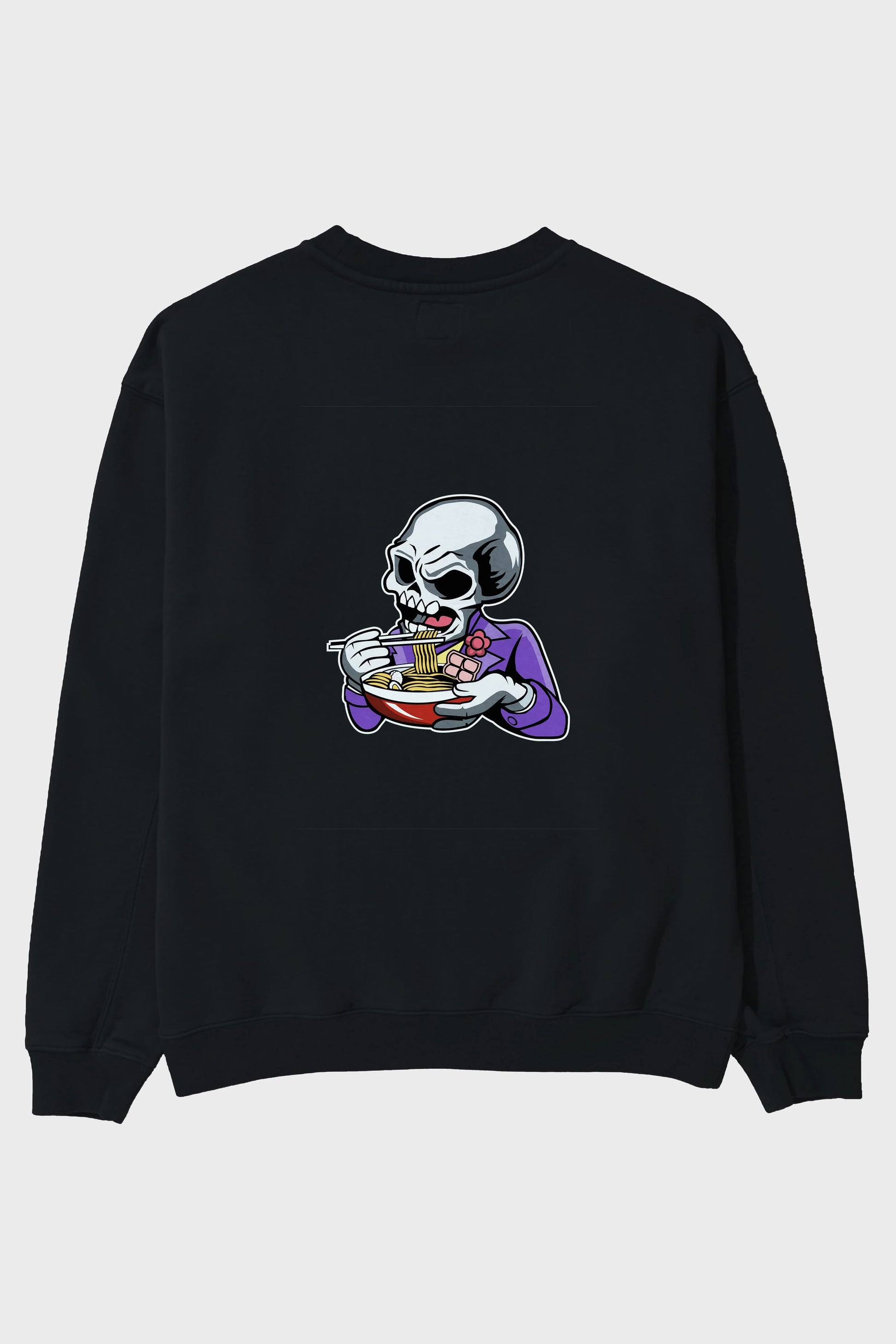Skull Ramen Arka Baskılı Oversize Sweatshirt Erkek Kadın Unisex