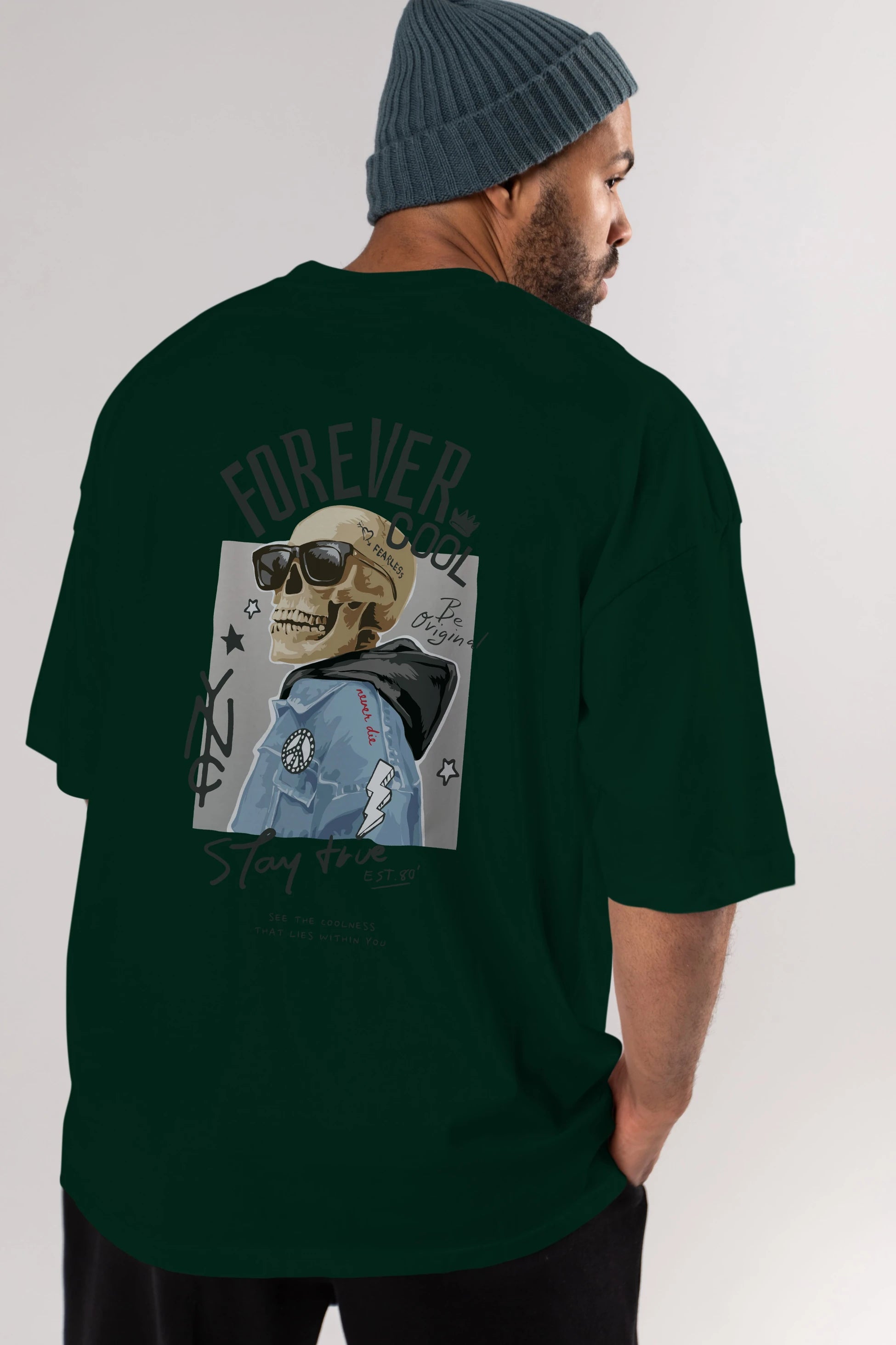 Teddy Bear Forever Cool Arka Baskılı Oversize t-shirt Erkek Kadın Unisex %100 Pamuk