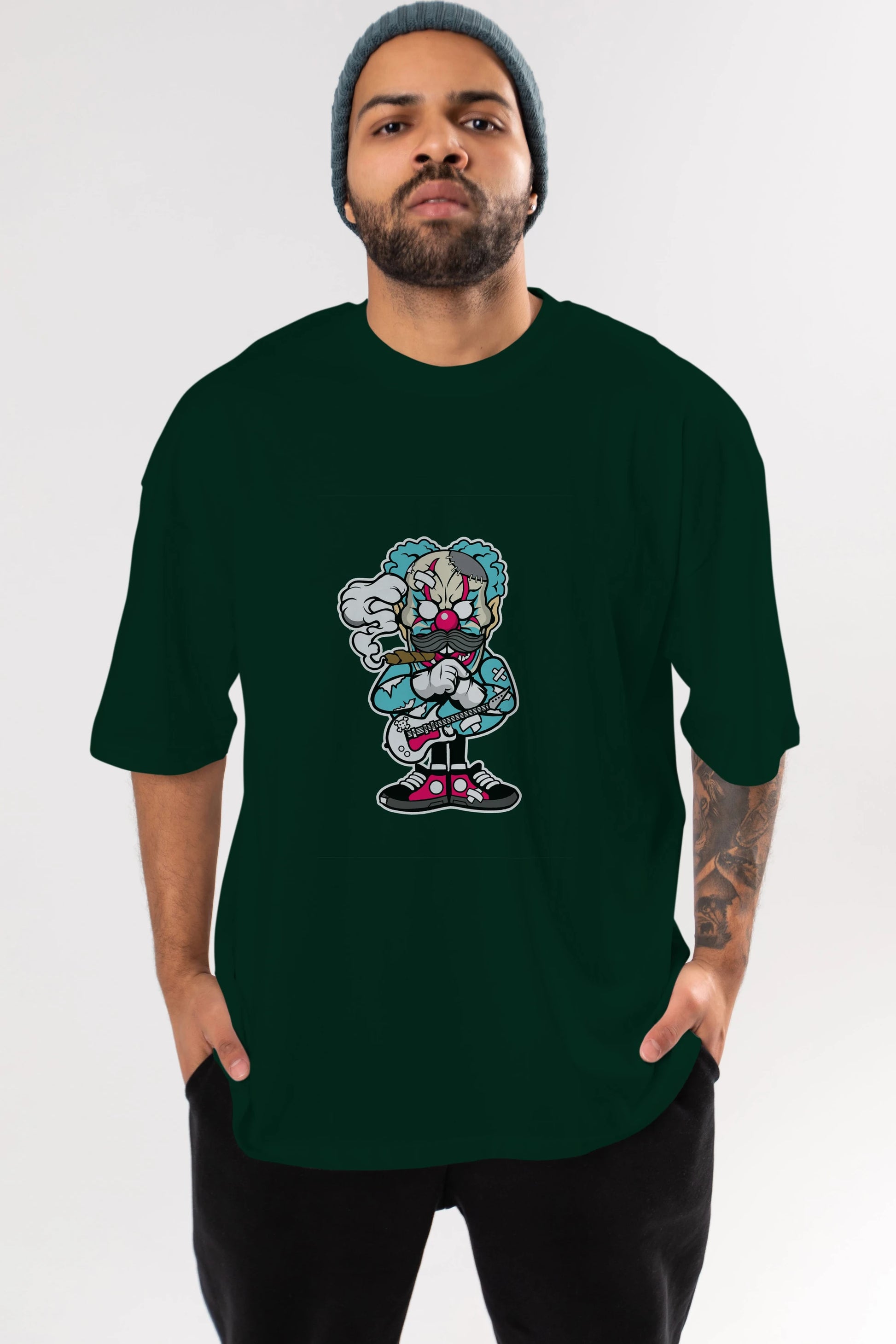 Clown Monster Ön Baskılı Oversize t-shirt Erkek Kadın Unisex %100 Pamuk tişort