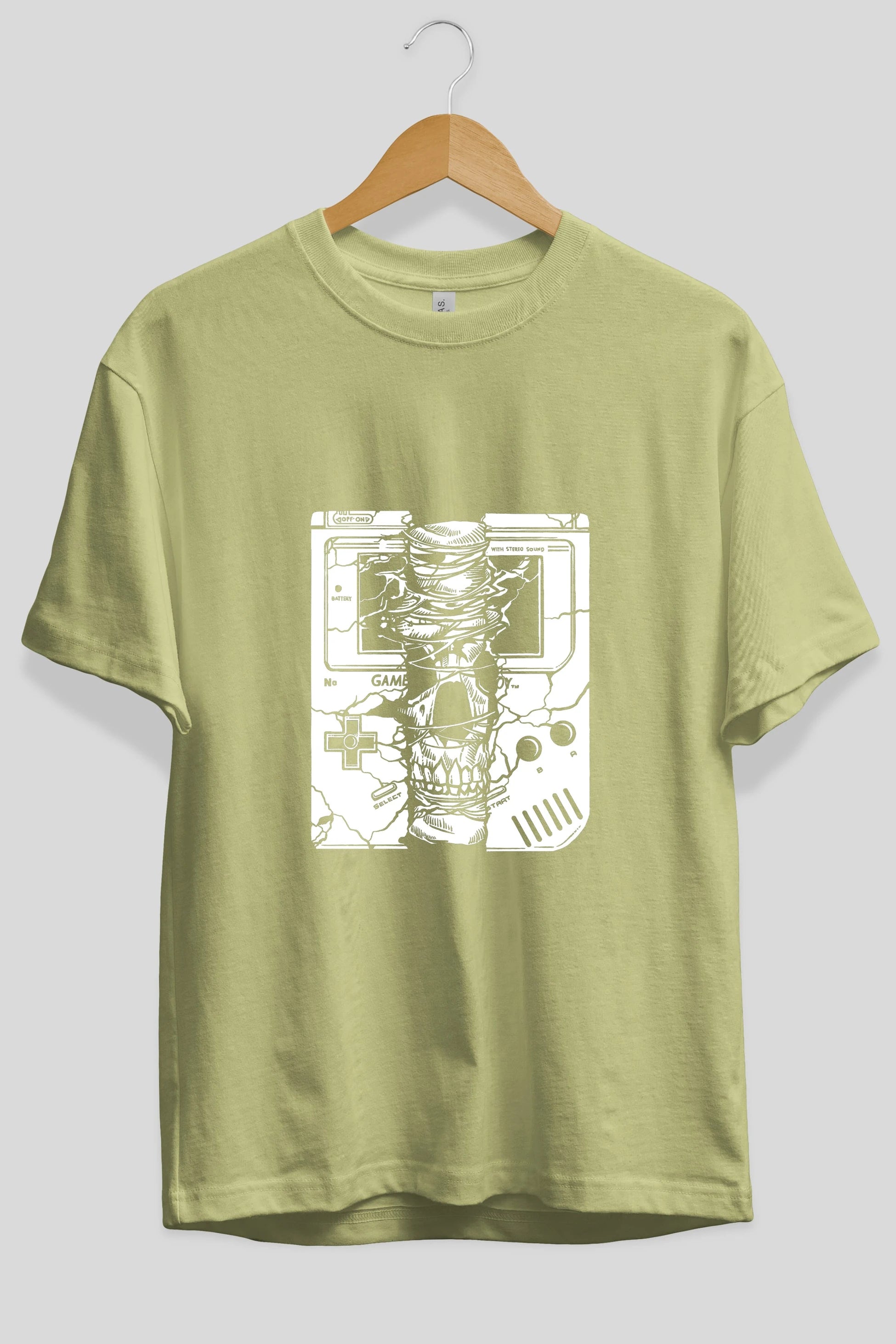Gameboy Skull Ön Baskılı Oversize t-shirt Erkek Kadın Unisex %100 Pamuk tişort