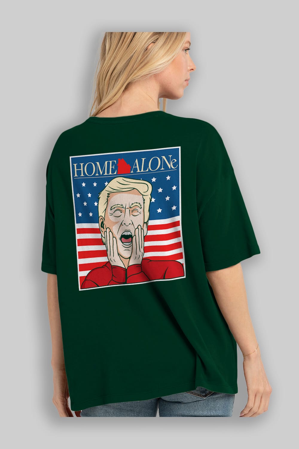 Home Alone Trump Arka Baskılı Oversize t-shirt Erkek Kadın Unisex %100 Pamuk tişort