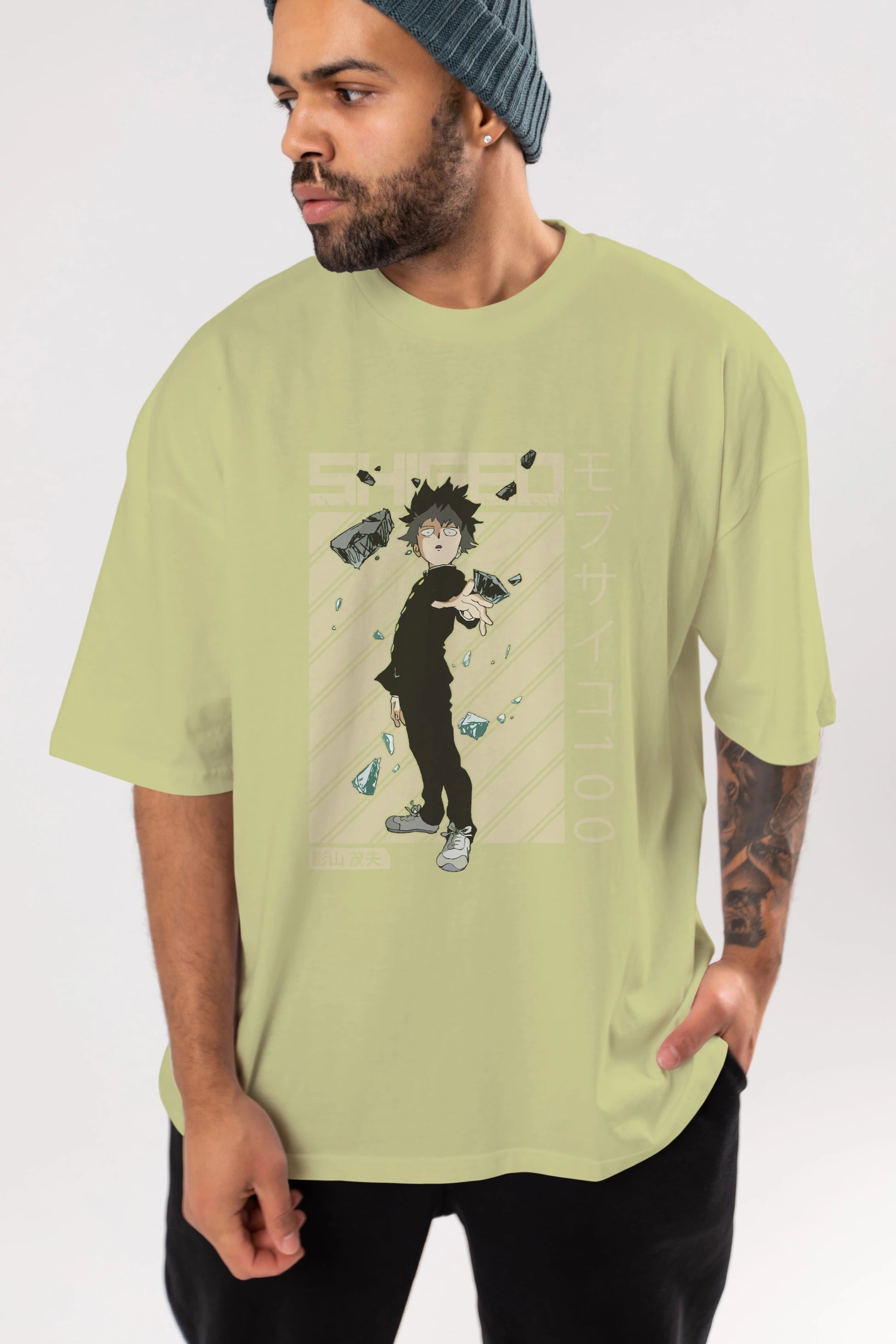 Shigeo Kageyama 3 Anime Ön Baskılı Oversize t-shirt %100 pamuk Erkek Kadın Unisex