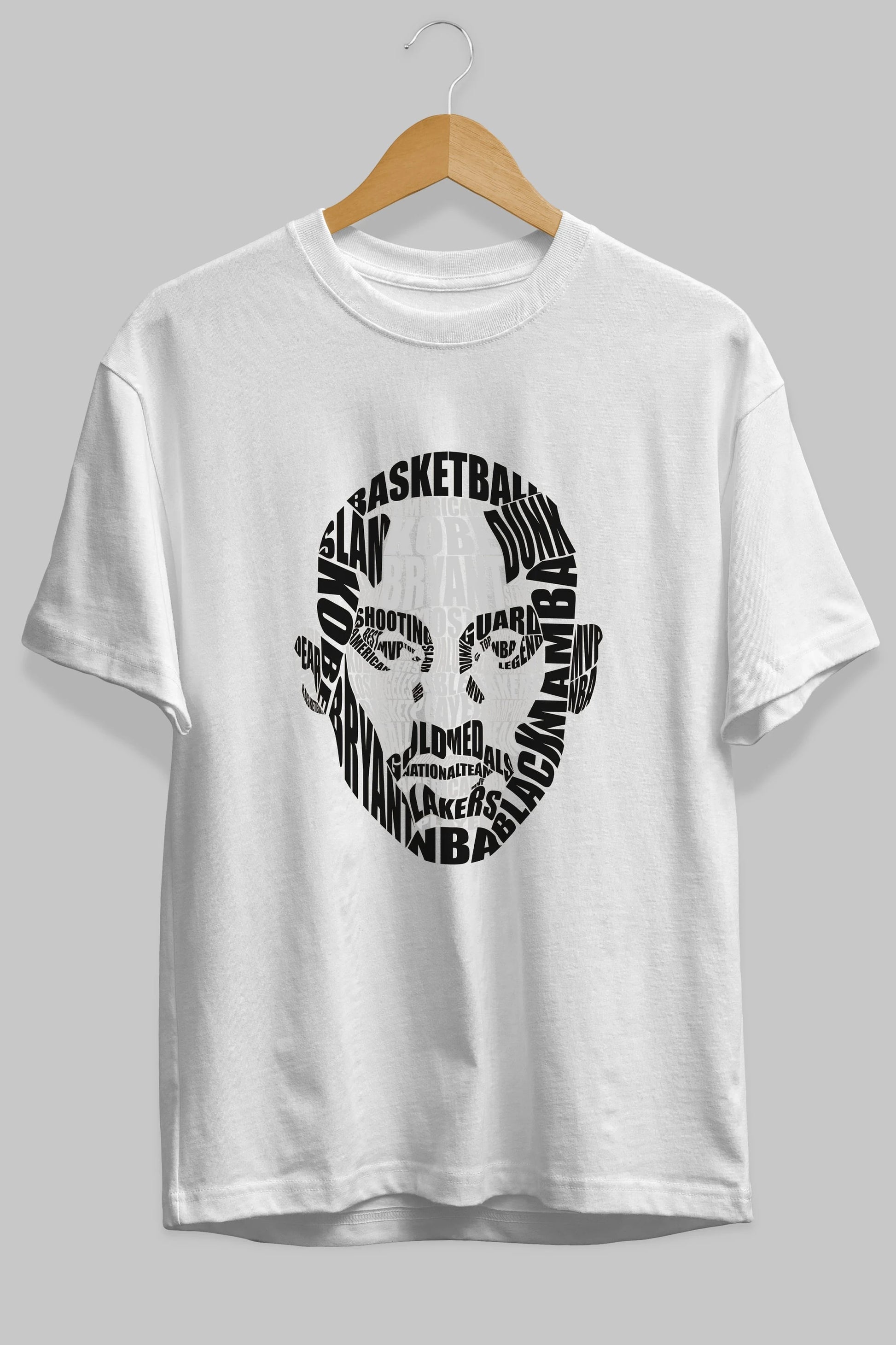 Kobe Bryan Calligram Ön Baskılı Oversize t-shirt %100 pamuk Erkek Kadın Unisex