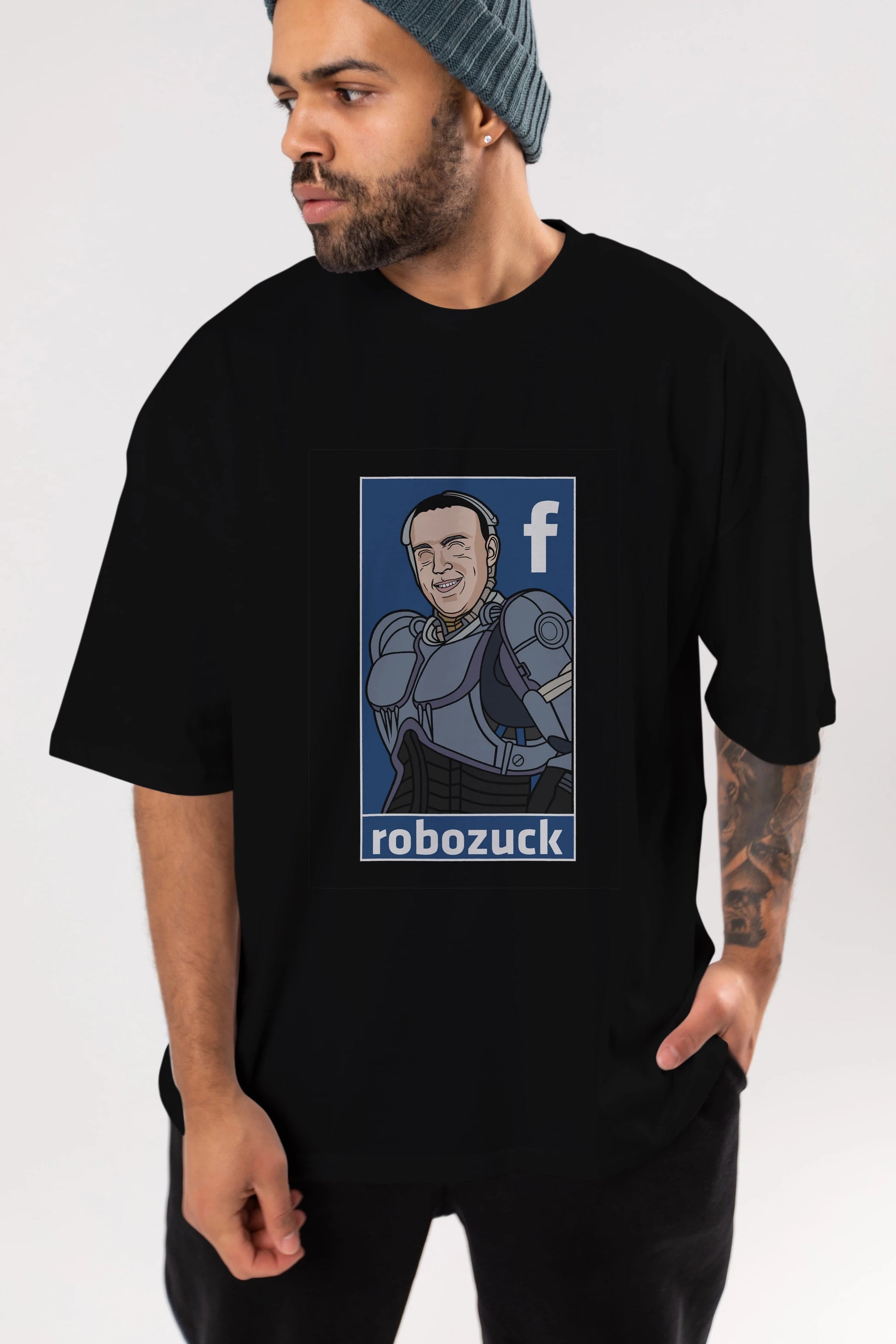 Robozuck Ön Baskılı Oversize t-shirt Erkek Kadın Unisex %100 Pamuk tişort
