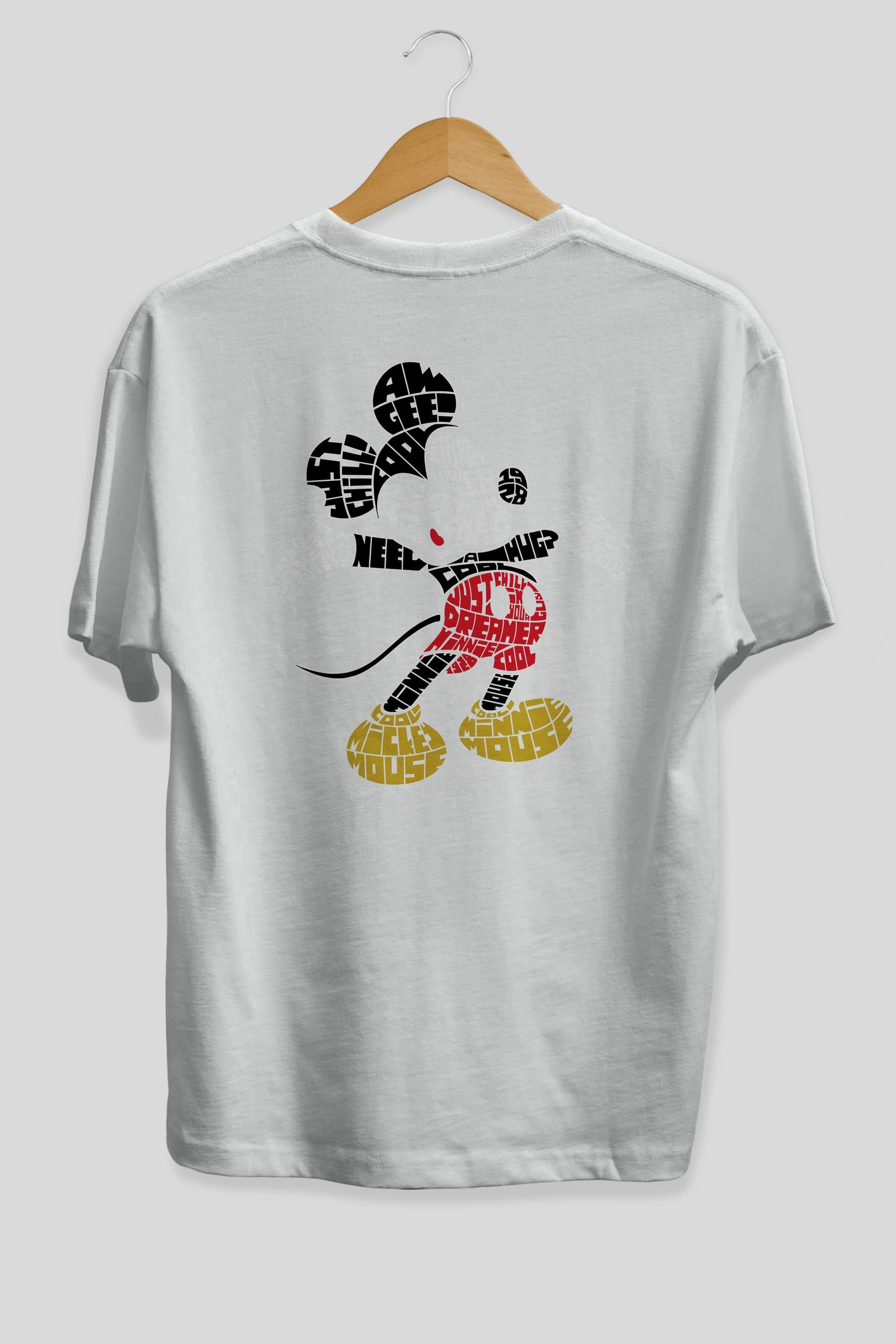 Mickey Arka Baskılı Oversize t-shirt %100 pamuk Erkek Kadın Unisex