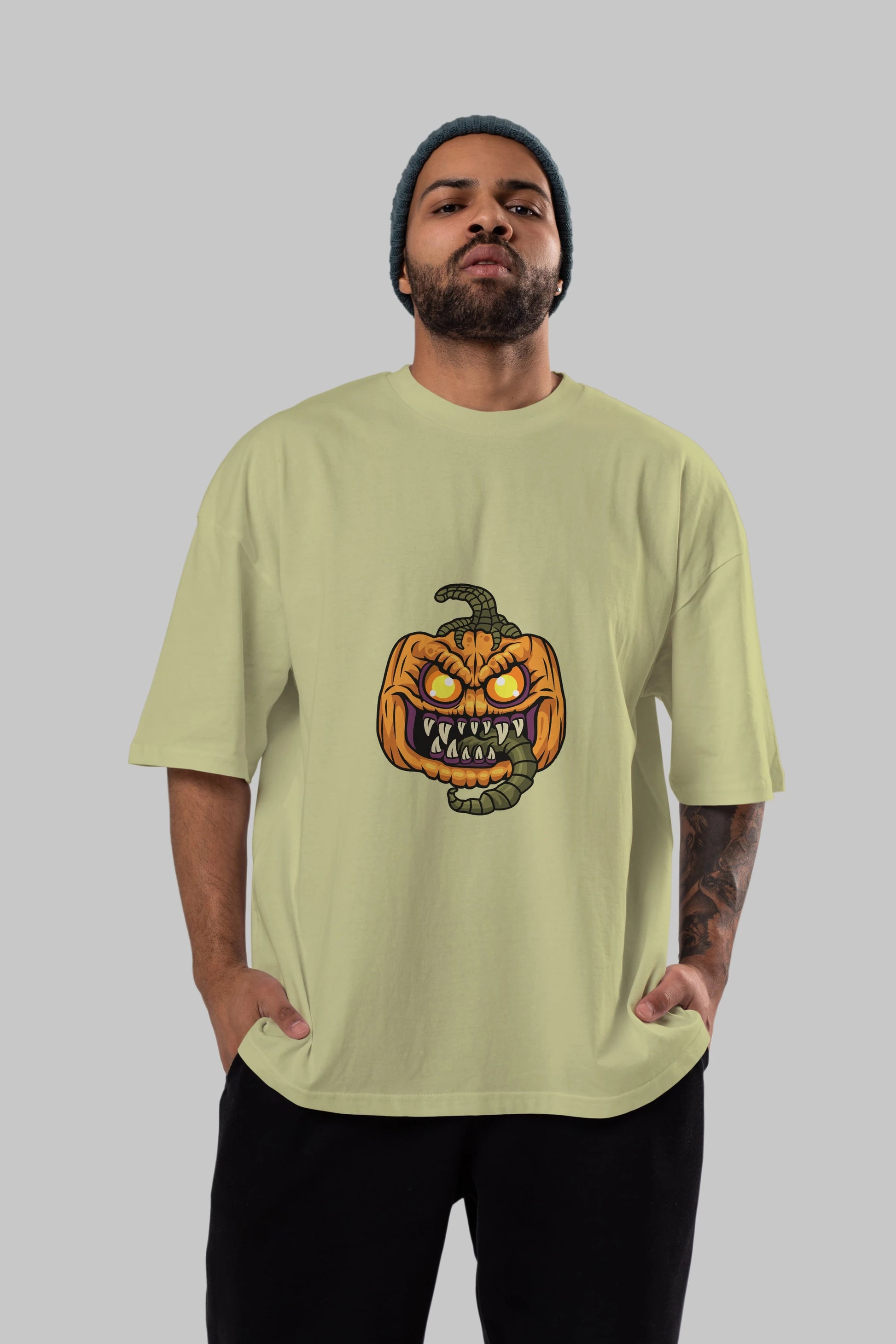 Halloween Ön Baskılı Oversize t-shirt Erkek Kadın Unisex %100 Pamuk tişort