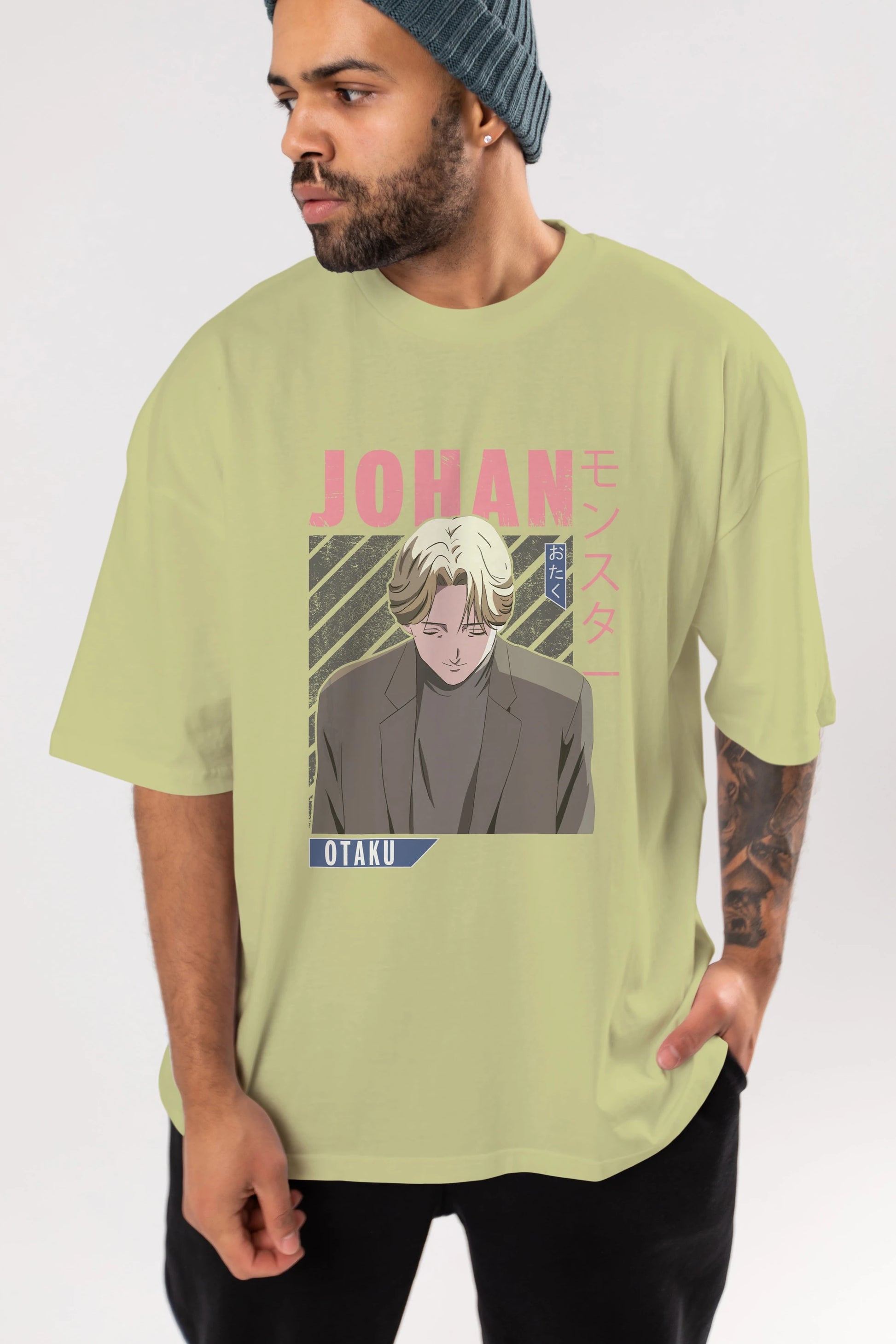 Johan Liebert MONSTER Anime Ön Baskılı Oversize t-shirt %100 pamuk Erkek Kadın Unisex