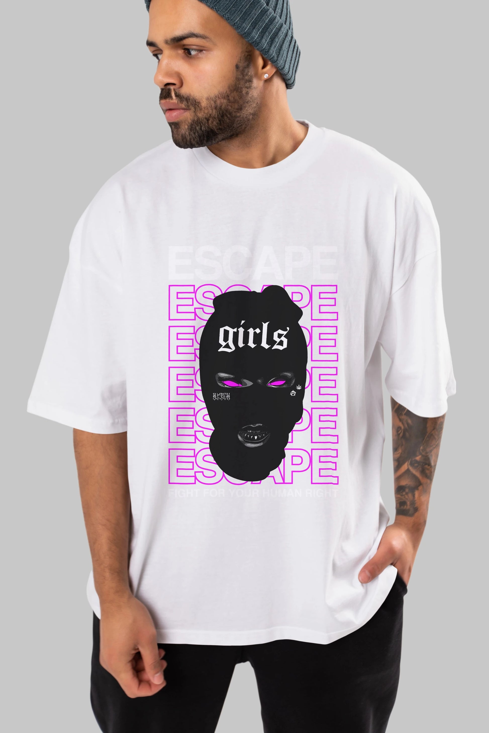 Escape Girl Ön Baskılı Oversize t-shirt Erkek Kadın Unisex