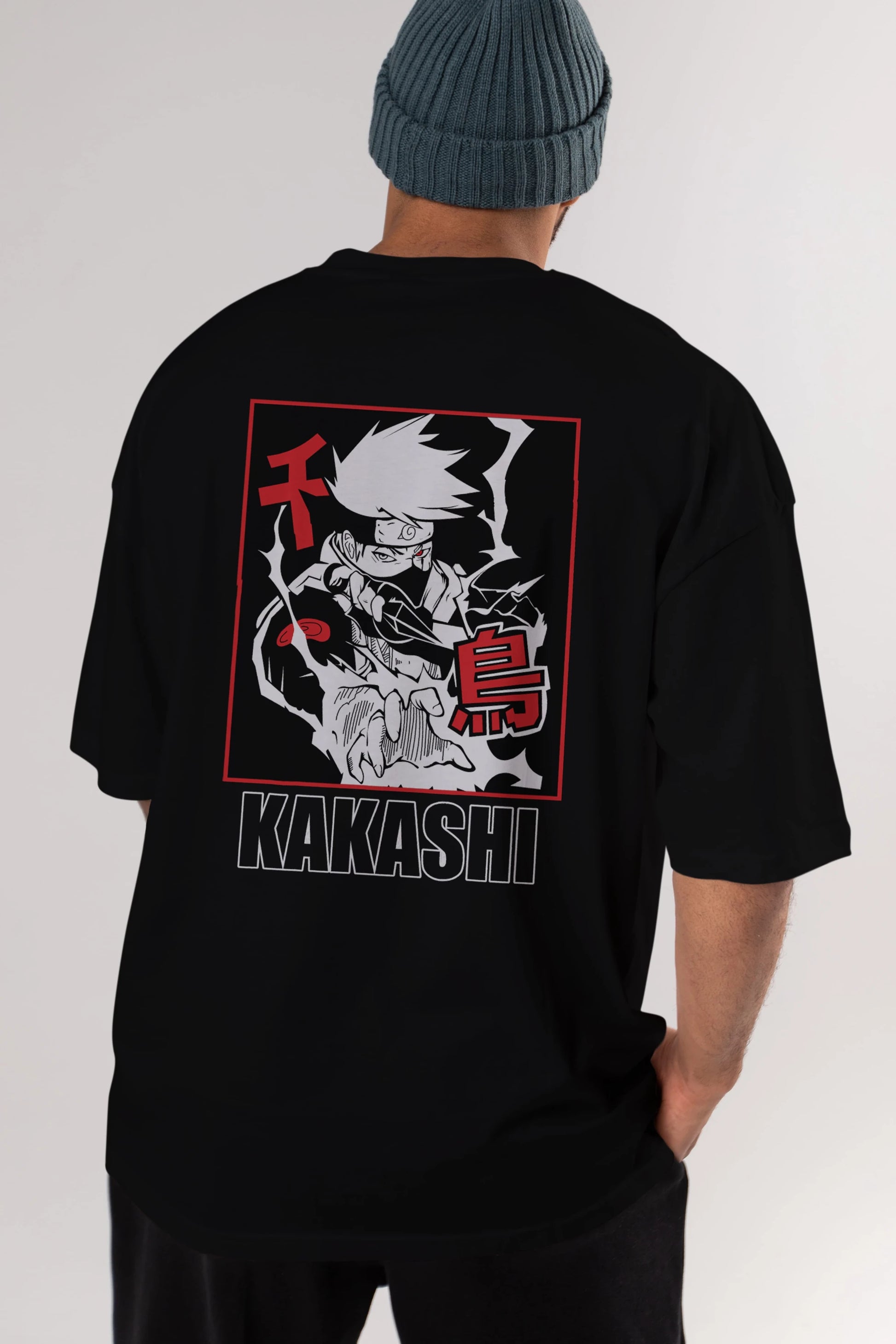 KAKASHI HATAKE NARUTO Anime Arka Baskılı Oversize t-shirt Erkek Kadın Unisex
