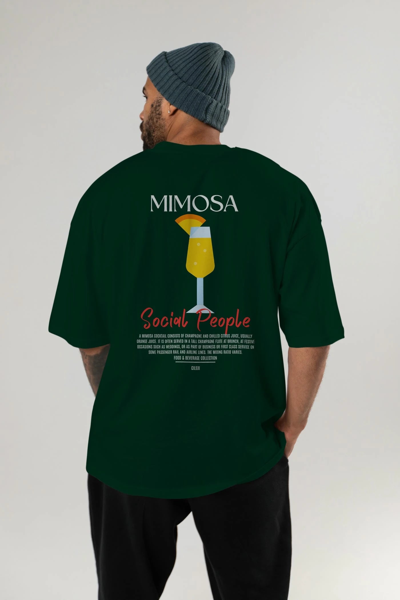 Mimosa Kokteyl Serisi Baskılı Oversize t-shirt Erkek Kadın Unisex %100 Pamuk Bisiklet Yaka tişort