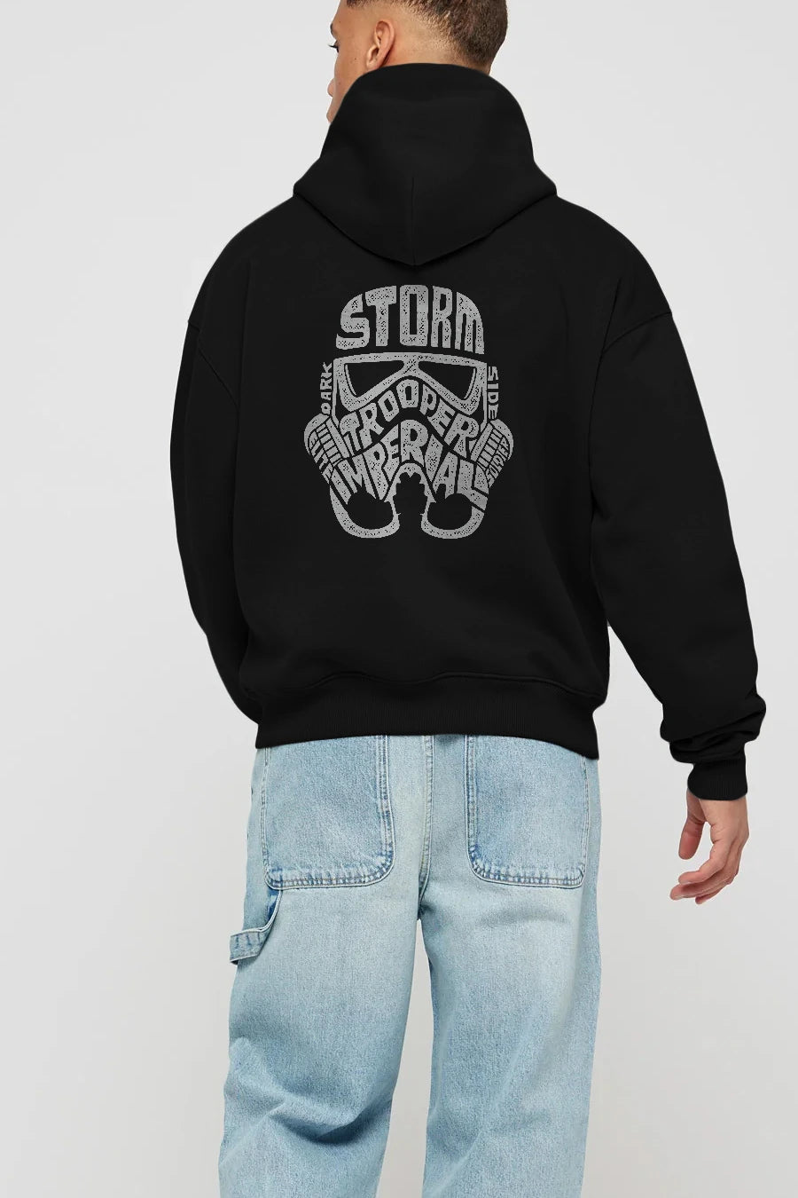 Storm Trooper Arka Baskılı Hoodie Oversize Kapüşonlu Sweatshirt Erkek Kadın Unisex