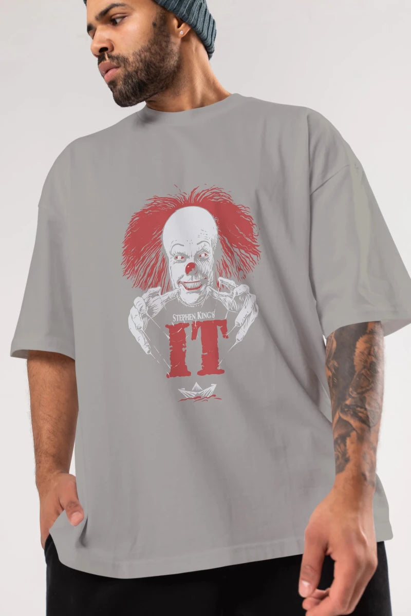 it Ön Baskılı Oversize t-shirt Erkek Kadın Unisex %100 Pamuk Bisiklet Yaka tişort - Cilexi