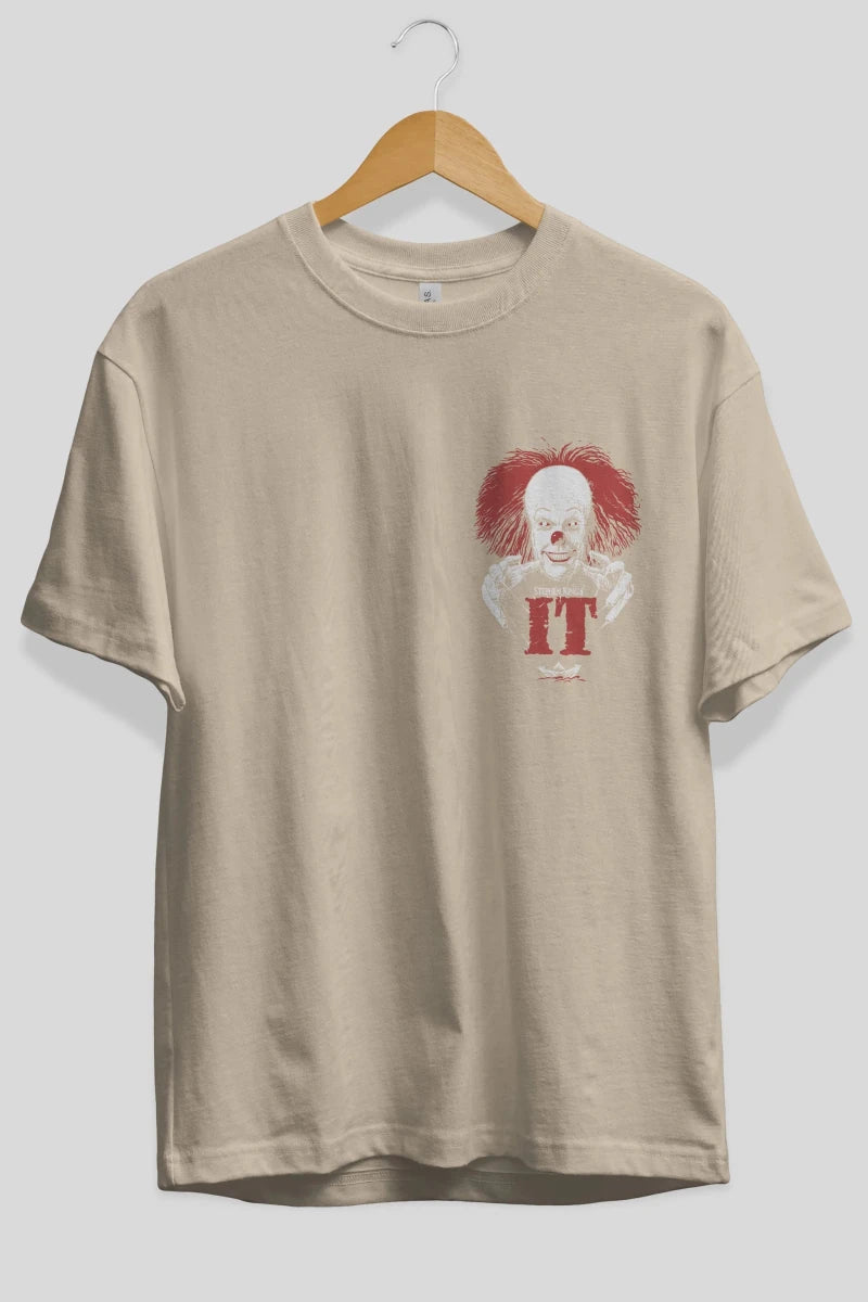 it Ön Sol Baskılı Oversize t-shirt Erkek Kadın Unisex %100 Pamuk Bisiklet Yaka tişort - Cilexi