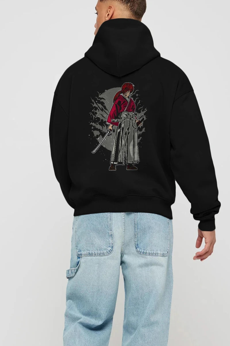 kenshin Arka Baskılı Hoodie Oversize Kapüşonlu Sweatshirt Erkek Kadın Unisex - Cilexi