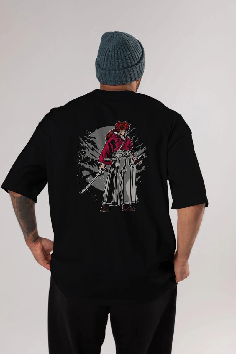 kenshin Arka Baskılı Oversize t-shirt Erkek Kadın Unisex %100 Pamuk - Cilexi
