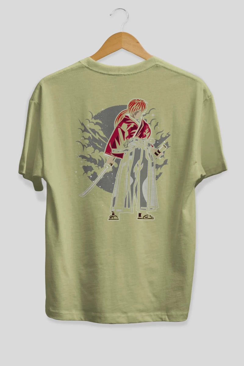 kenshin Arka Baskılı Oversize t-shirt Erkek Kadın Unisex %100 Pamuk - Cilexi