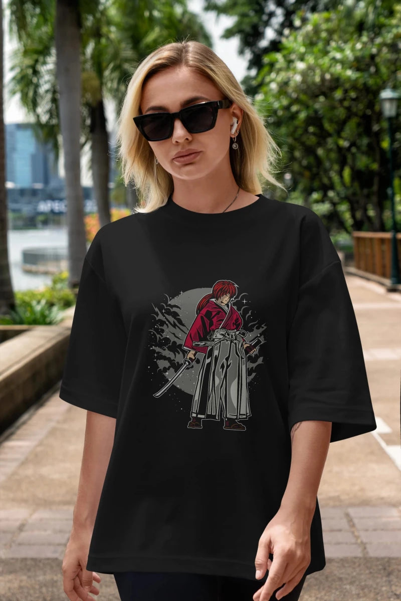 kenshin Ön Baskılı Oversize t-shirt Erkek Kadın Unisex %100 Pamuk tişort - Cilexi